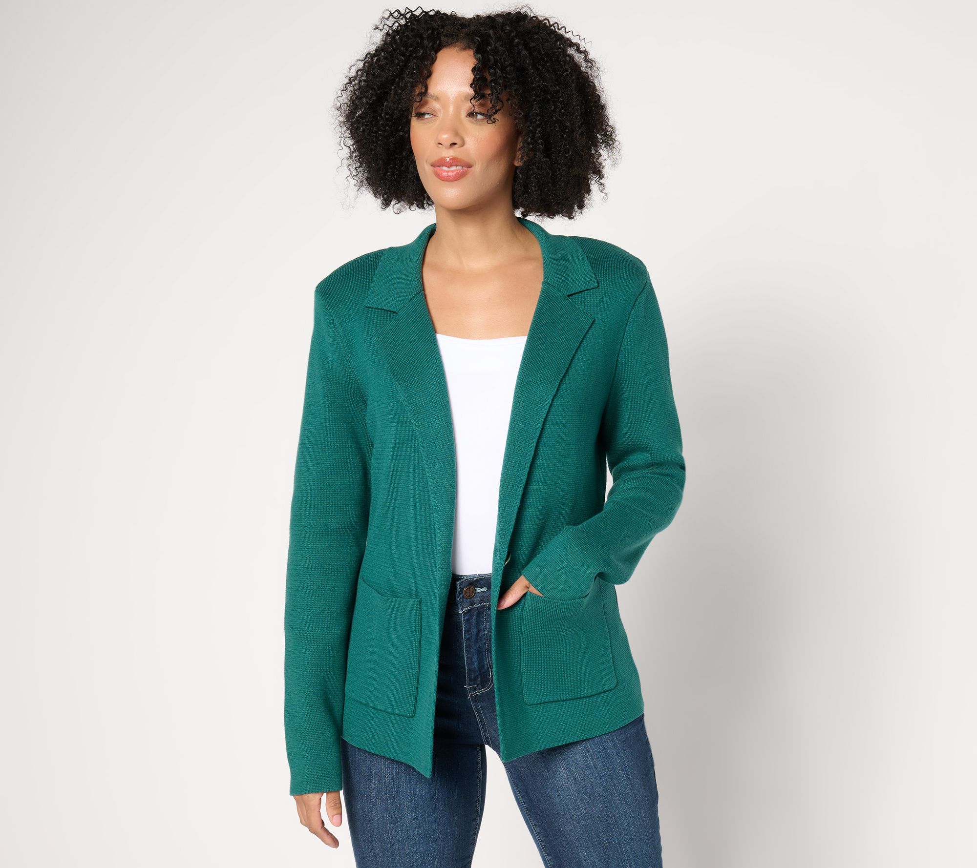 "As Is" Isaac Mizrahi Live! Estate Single Button Milano Stitch Blazer