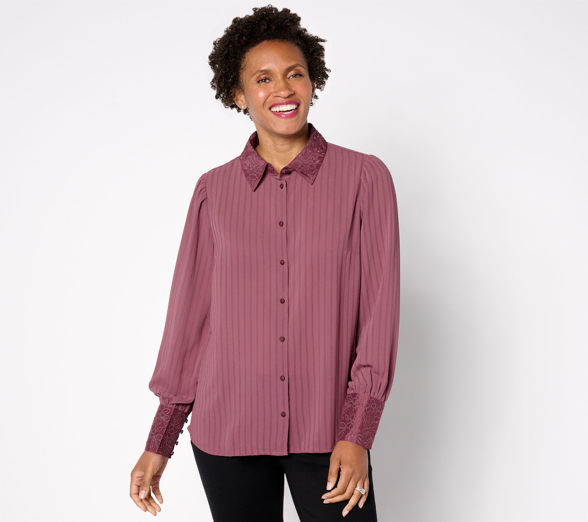 "As Is" BEAUTIFUL by Lawrence Zarian Button Front Blouse