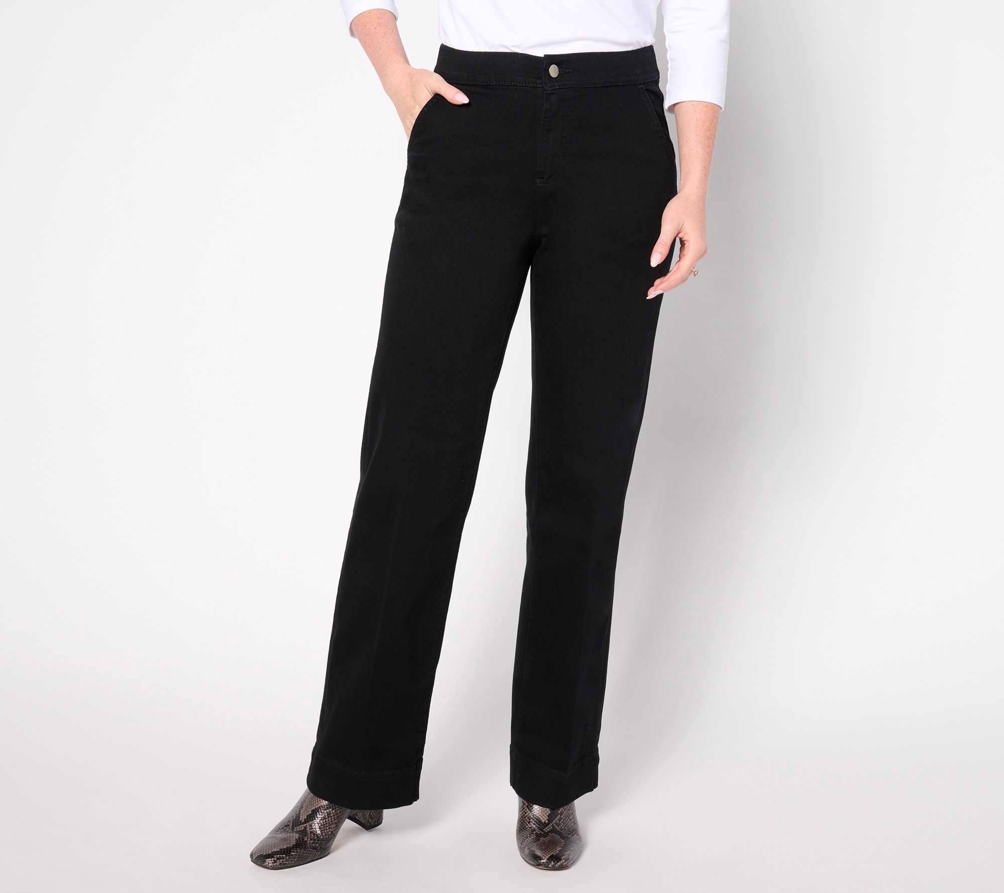 "As Is" Denim & Co. Signature Tall Black Perfect Flex Trouser Jean