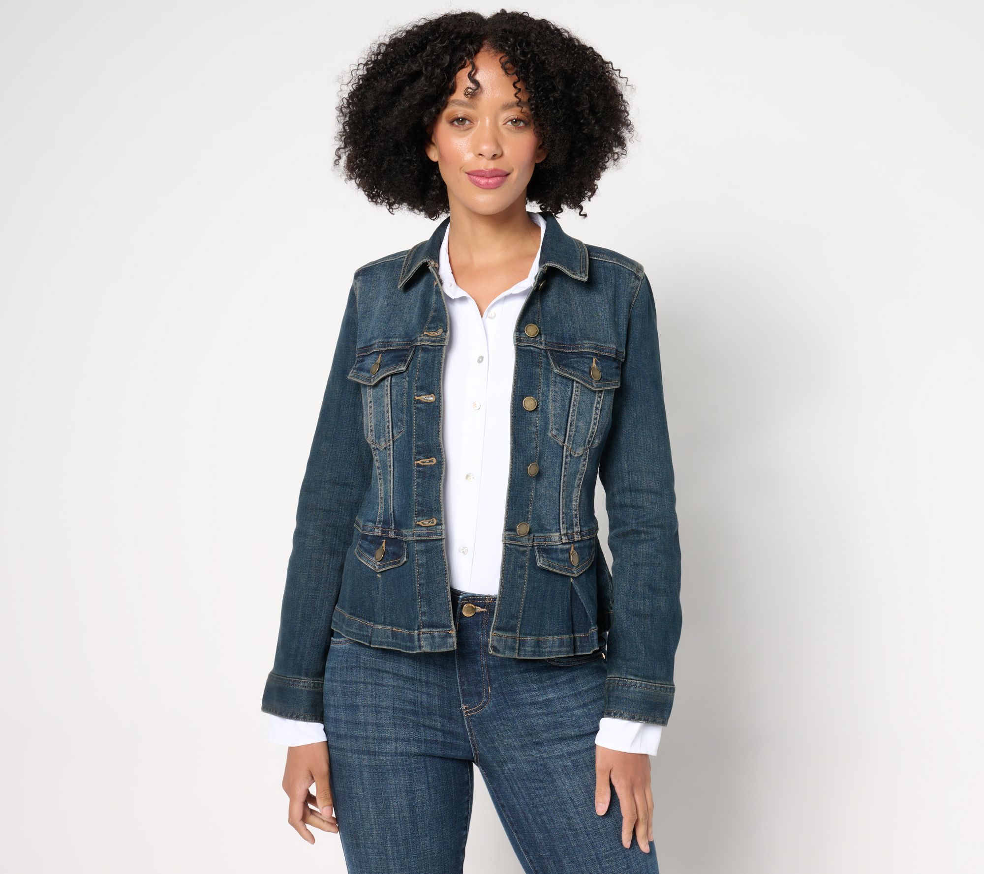 As Is Liverpool Los Angeles Peplum Denim Jacket-Telegrap