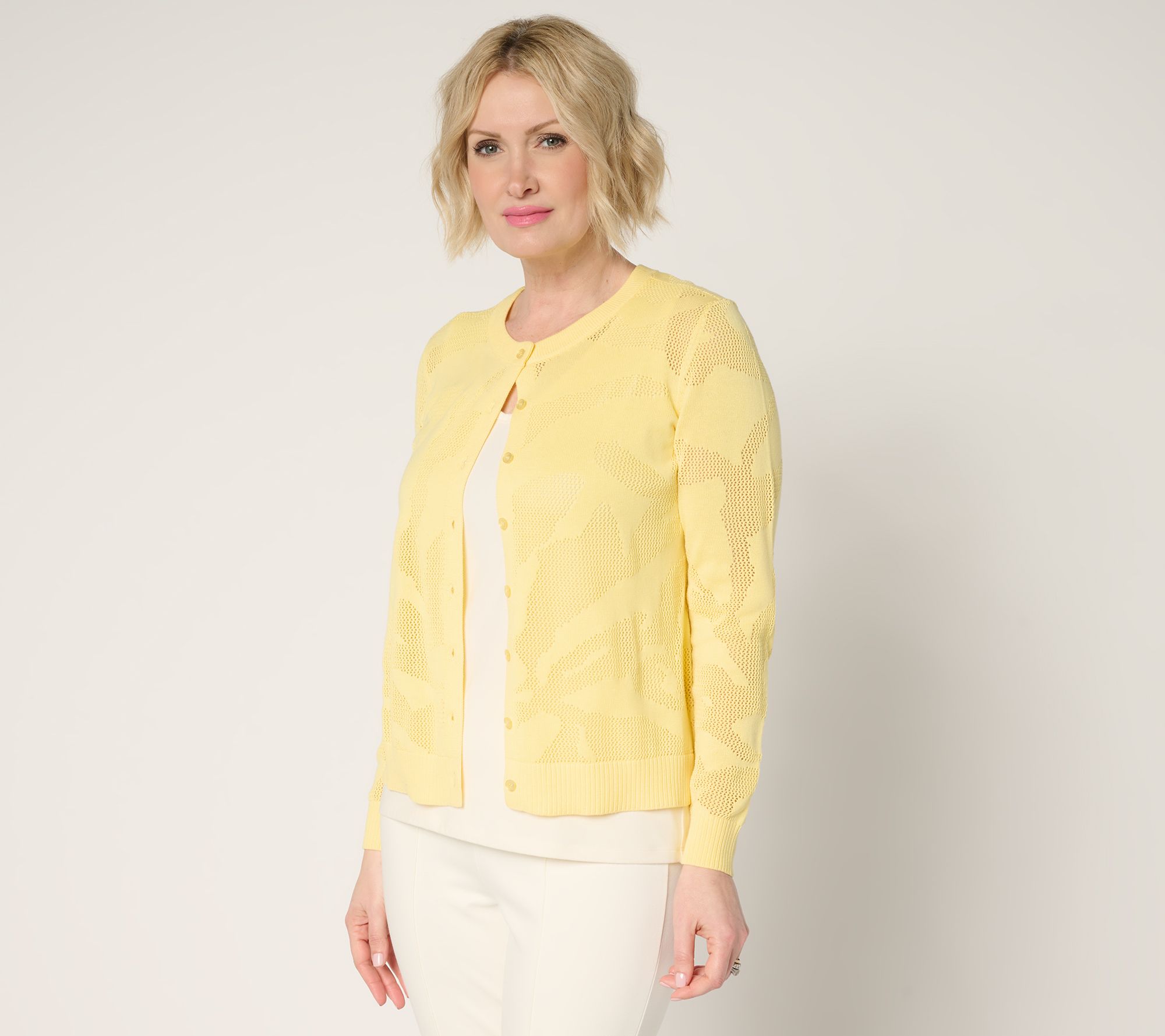  BEAUTIFUL by Lawrence Zarian 100% Cotton Novelty Stitch Cardigan