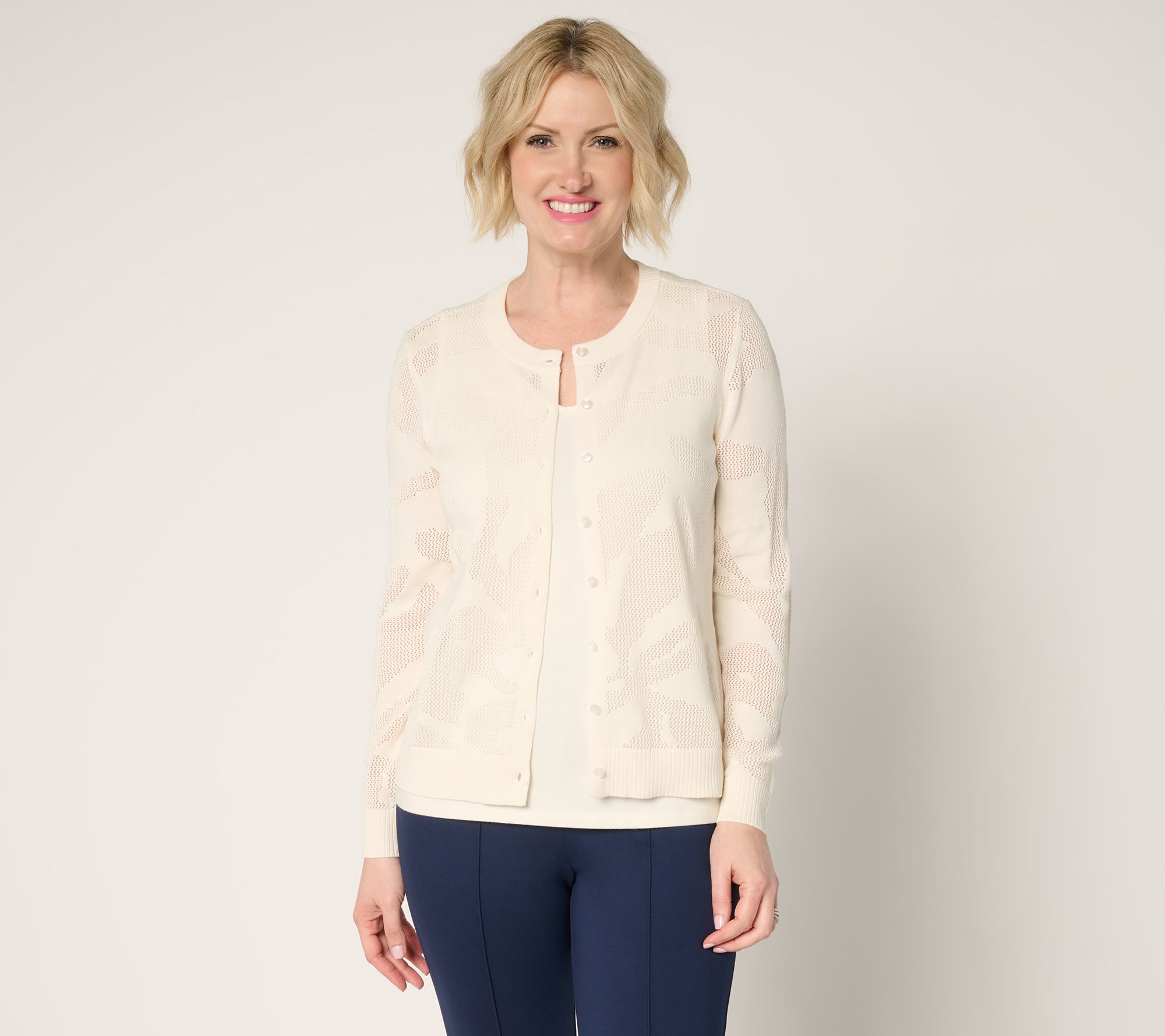 BEAUTIFUL by Lawrence Zarian 100% Cotton Novelty Stitch Cardigan