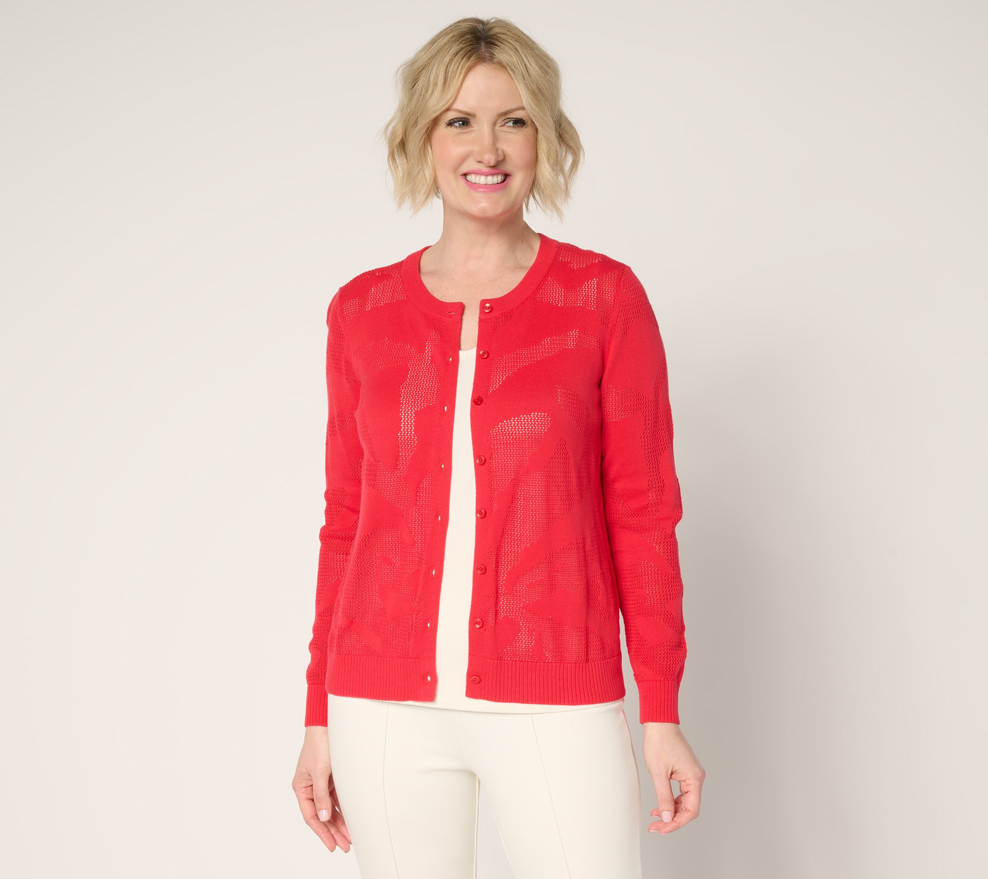 BEAUTIFUL by Lawrence Zarian 100% Cotton Novelty Stitch Cardigan