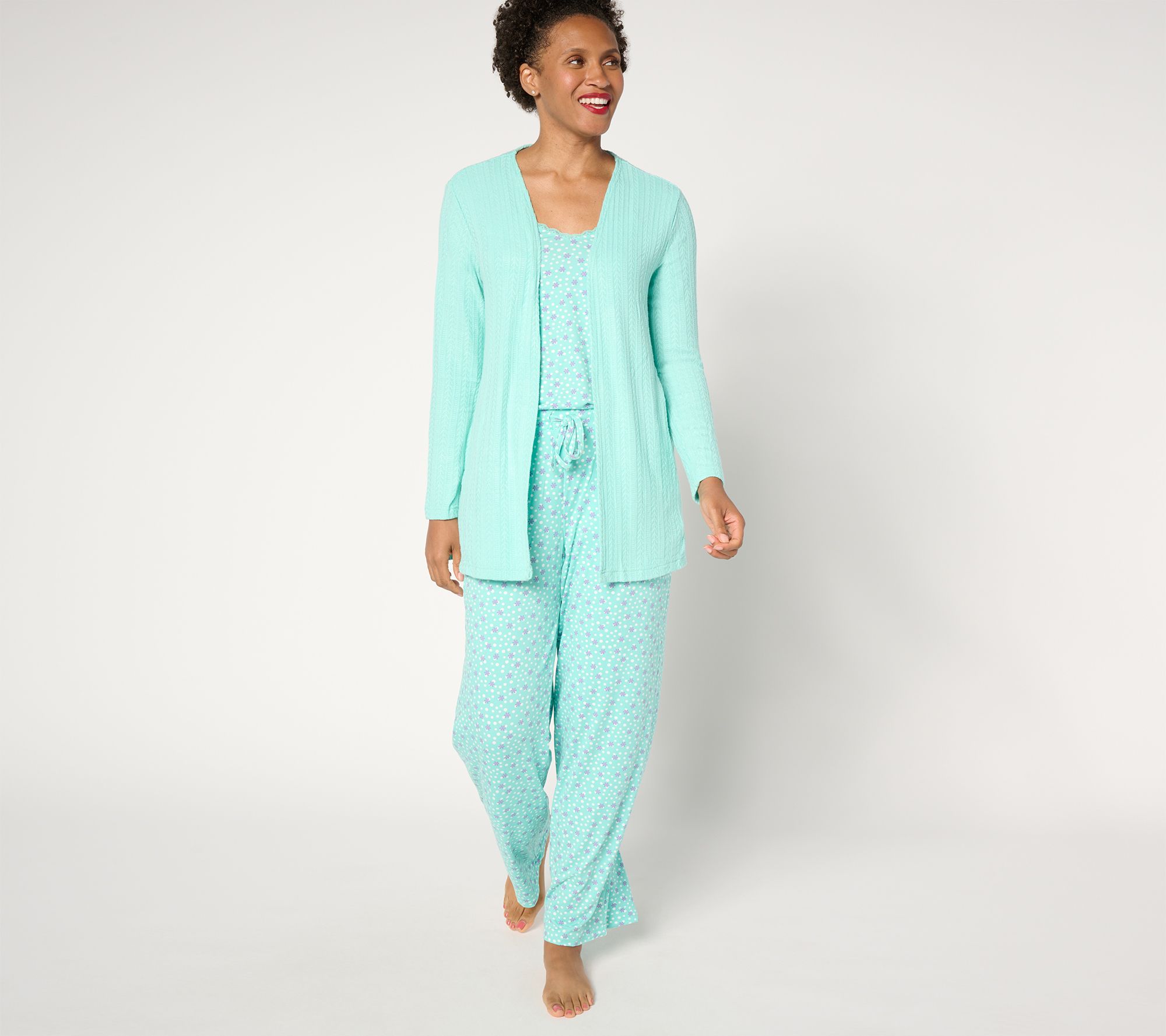 "As Is" MUK LUKS Cable Knit & Dream Cloud Three Piece Pajama