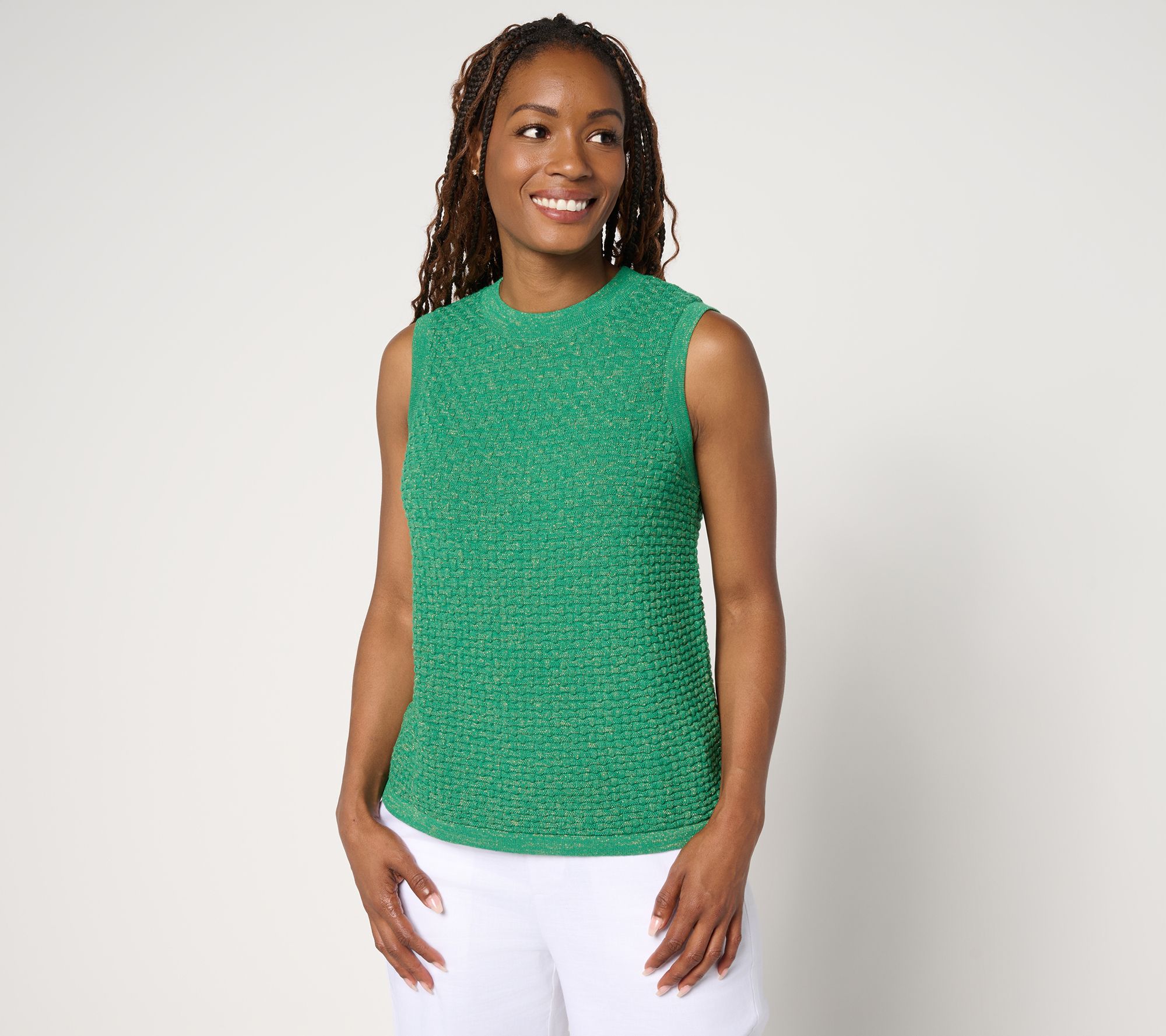 by Stacy London Basket Weave Tank Top with Lurex