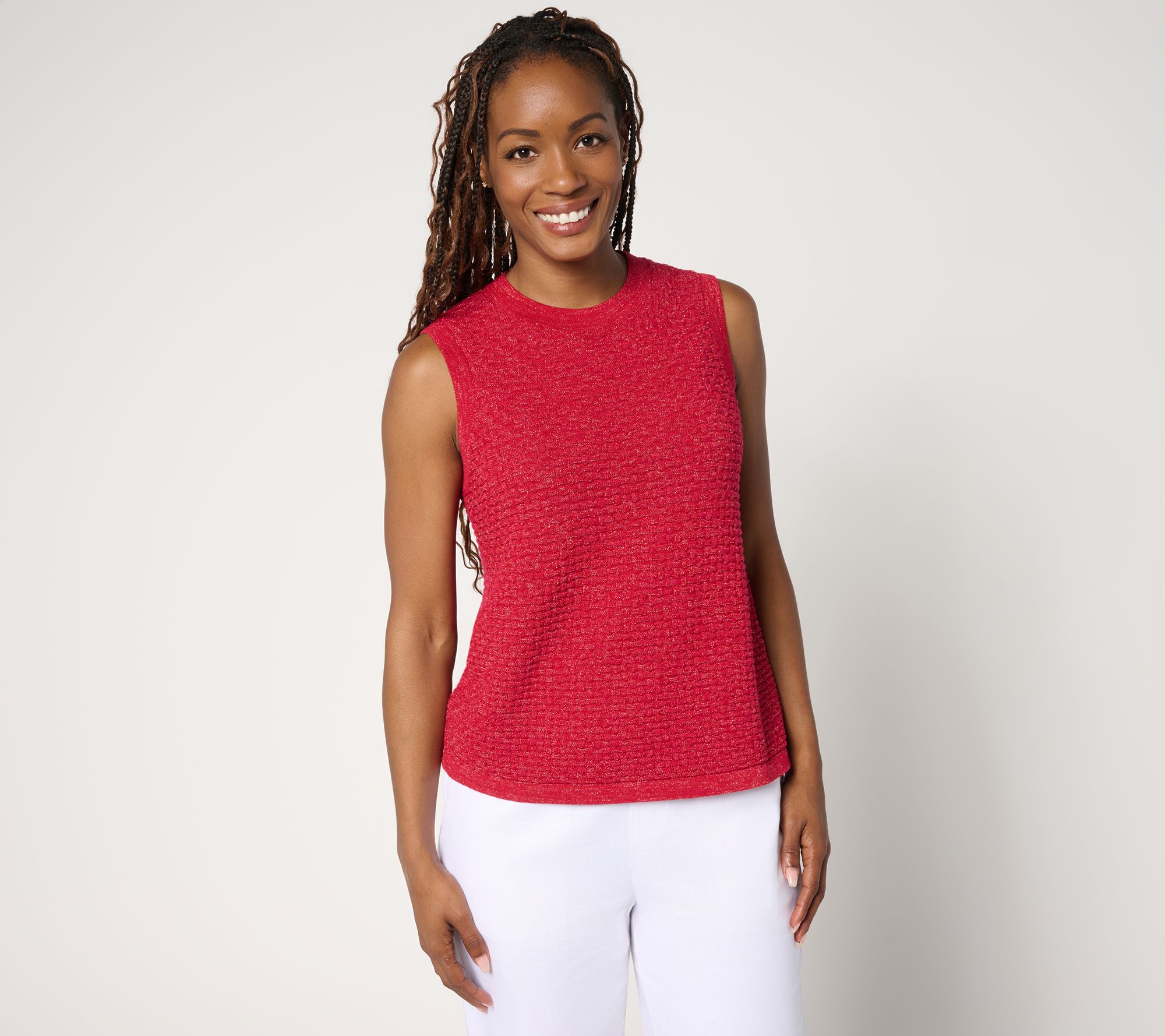 by Stacy London Basket Weave Tank Top with Lurex