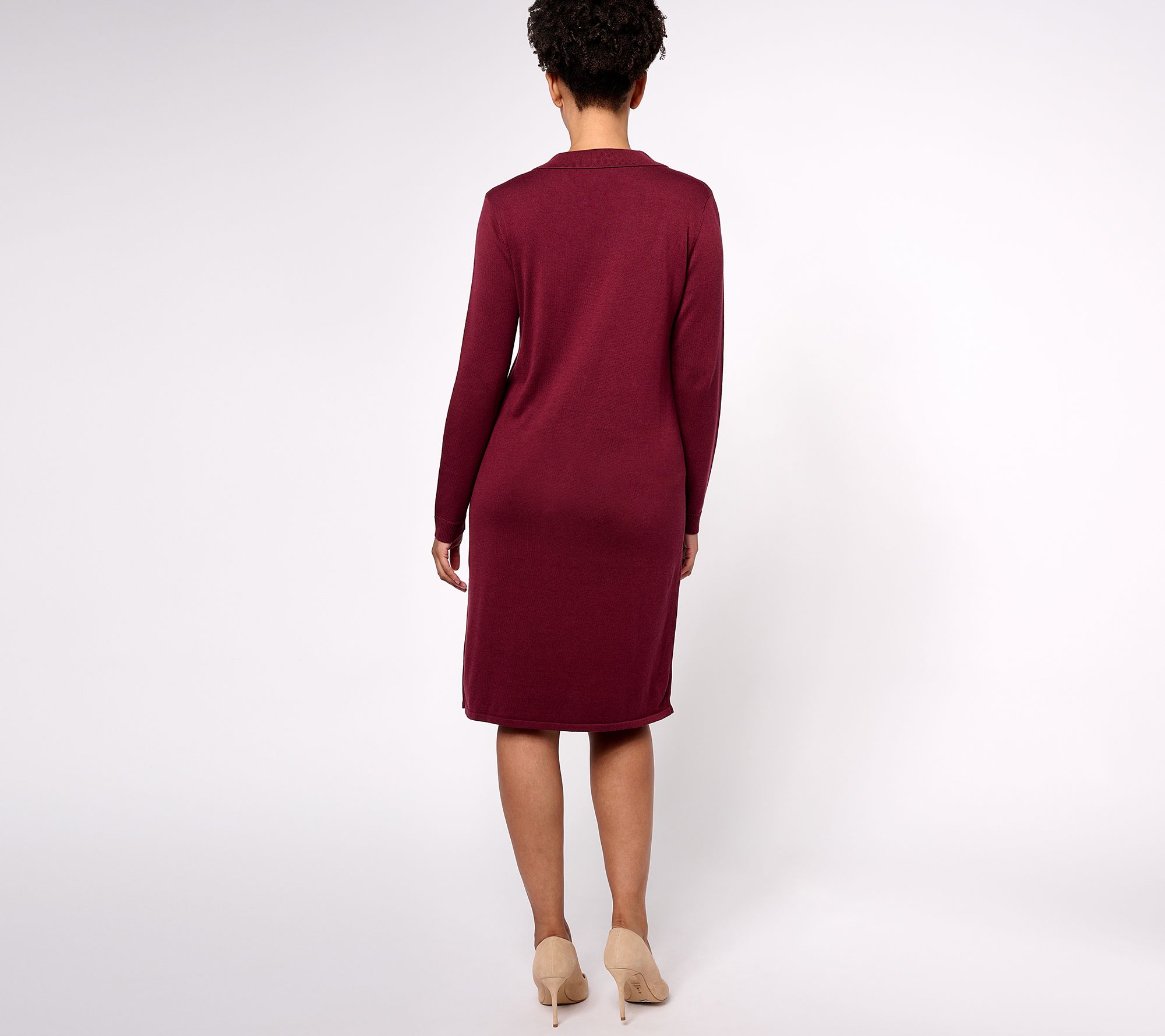 Joan Rivers Long Sleeve V-Neck Collar Sweater Dress - QVC.com