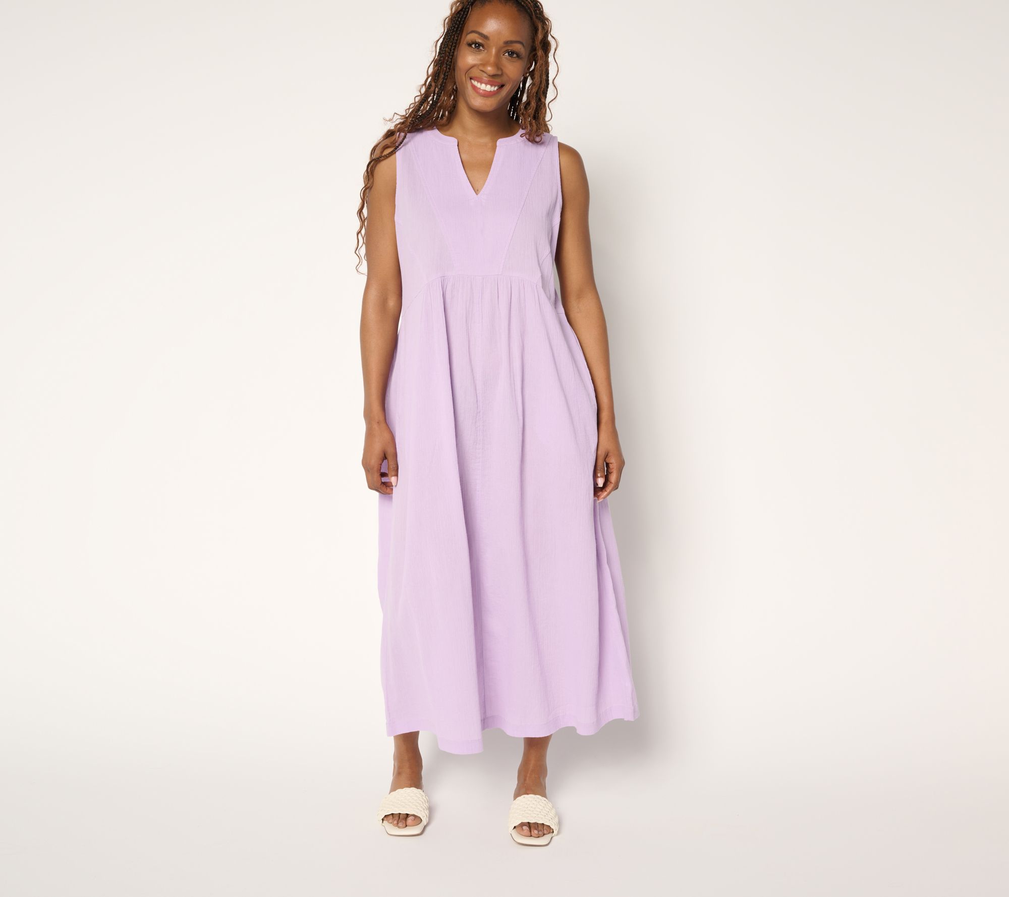 LOGO by Lori Goldstein Beach to Street Petite Cotton Gauze Dress