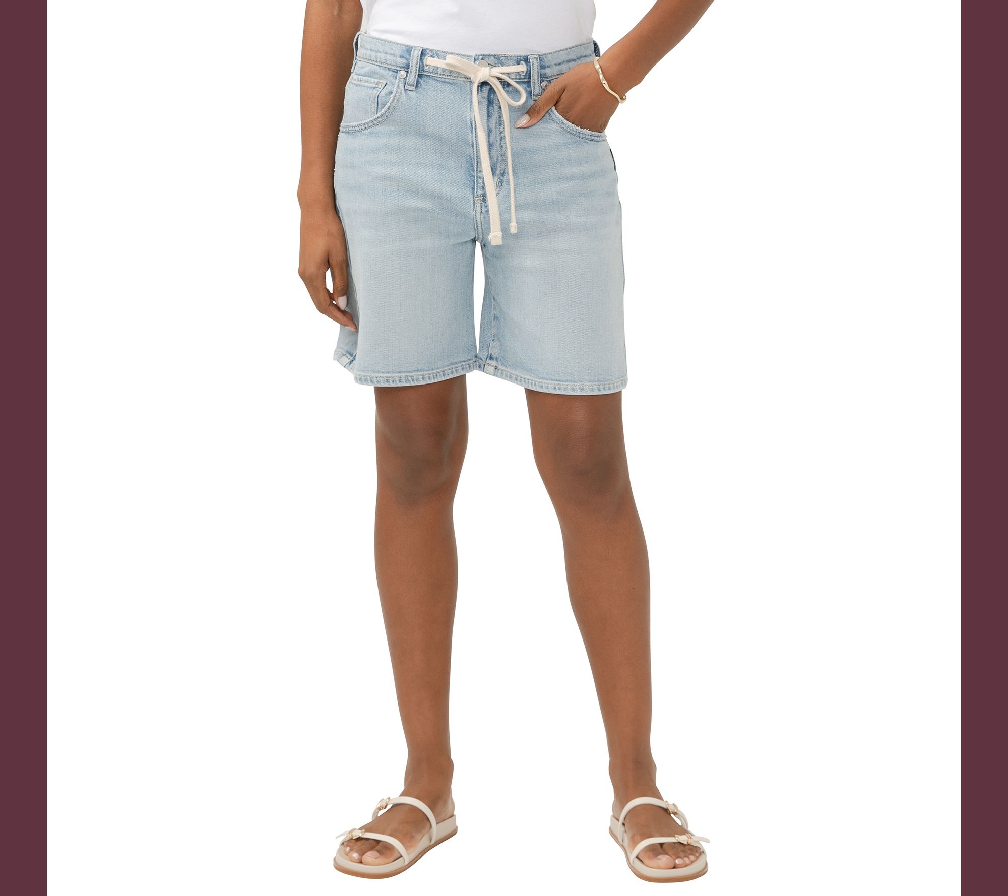 Silver Jeans Co. Women's Be Easy High Rise Drawstring Shorts_A