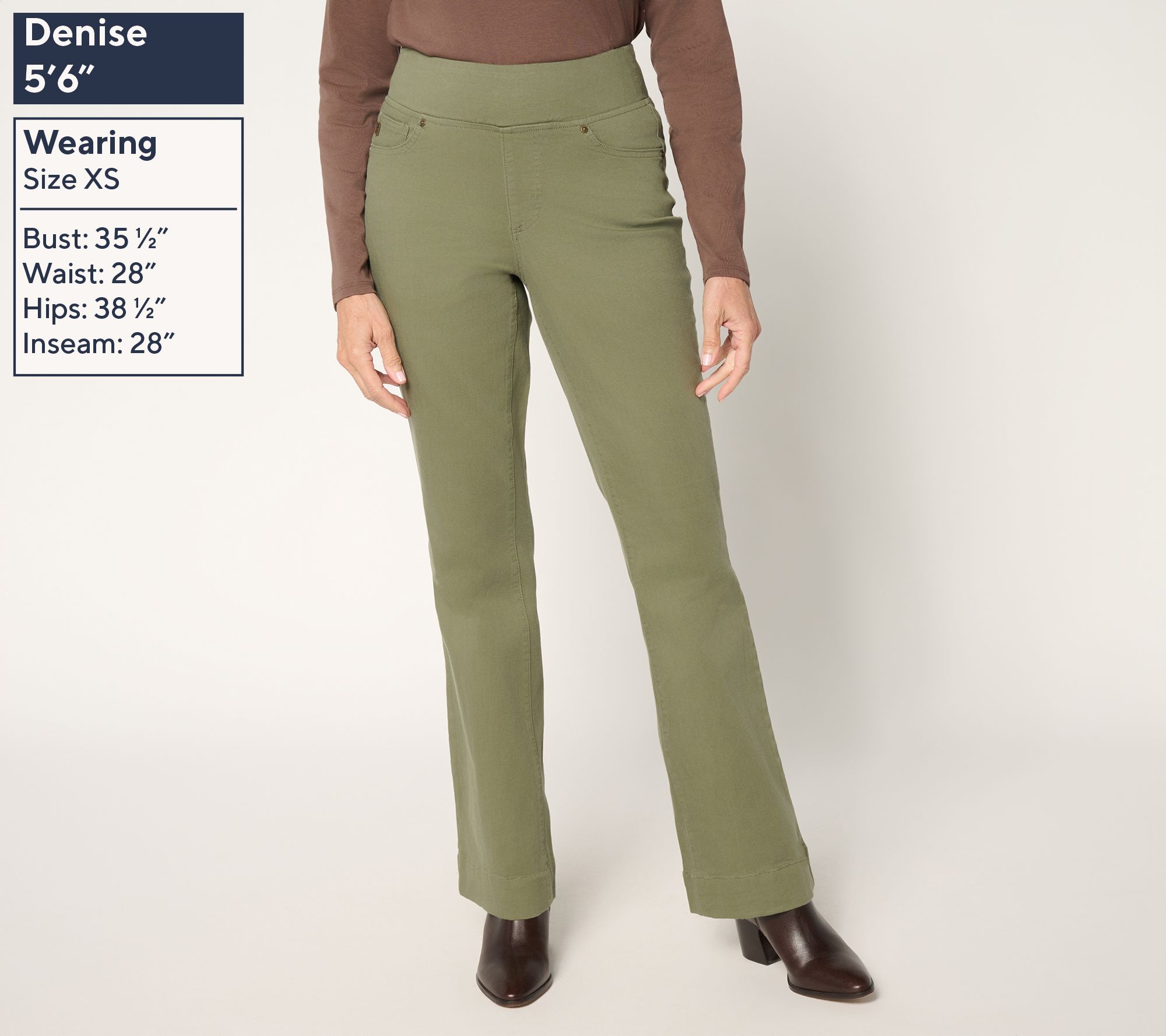 Belle by Kim Gravel Petite TripleLuxe Twill Boot Cut Jean - QVC.com