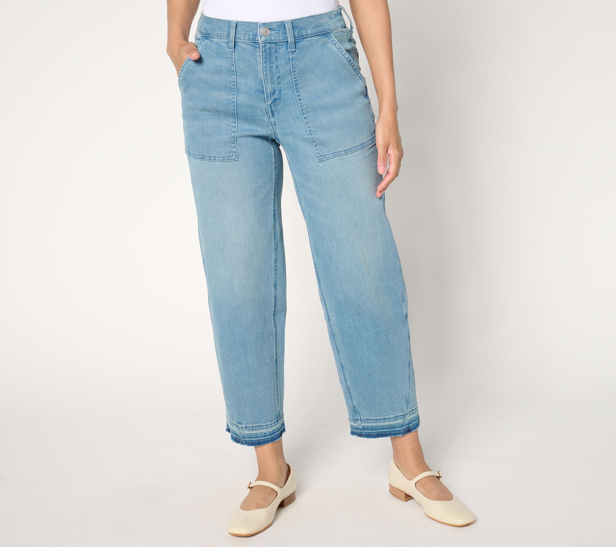 "As Is" Denim & Co. Regular Indigo Easy Stretch Tapered Ankle Pant