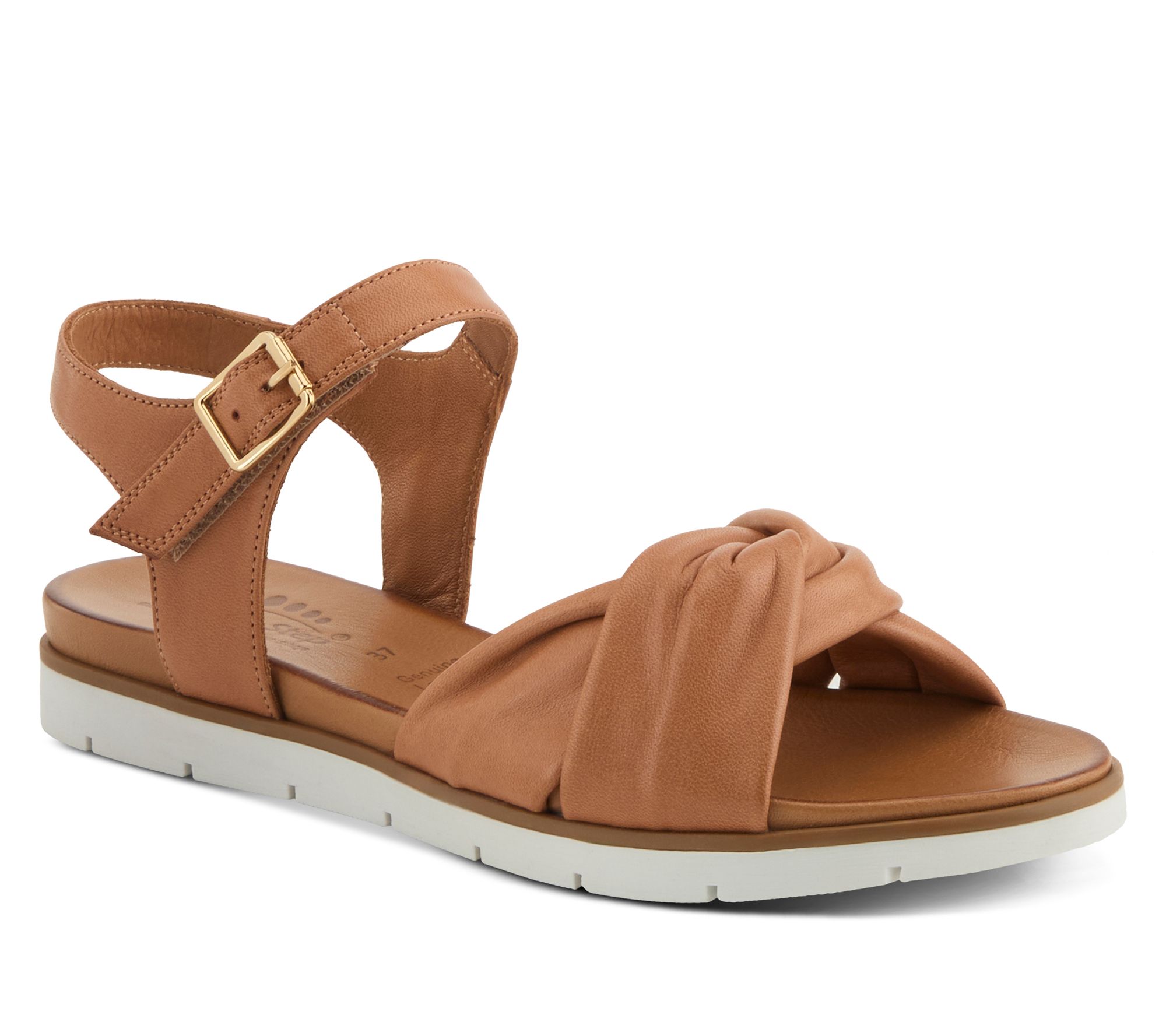 Spring Step Leather Flat Sandals - Nihira
