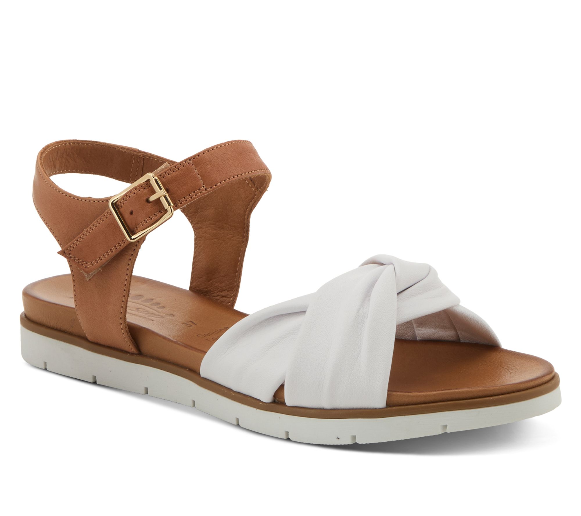 Spring Step Leather Flat Sandals - Nihira