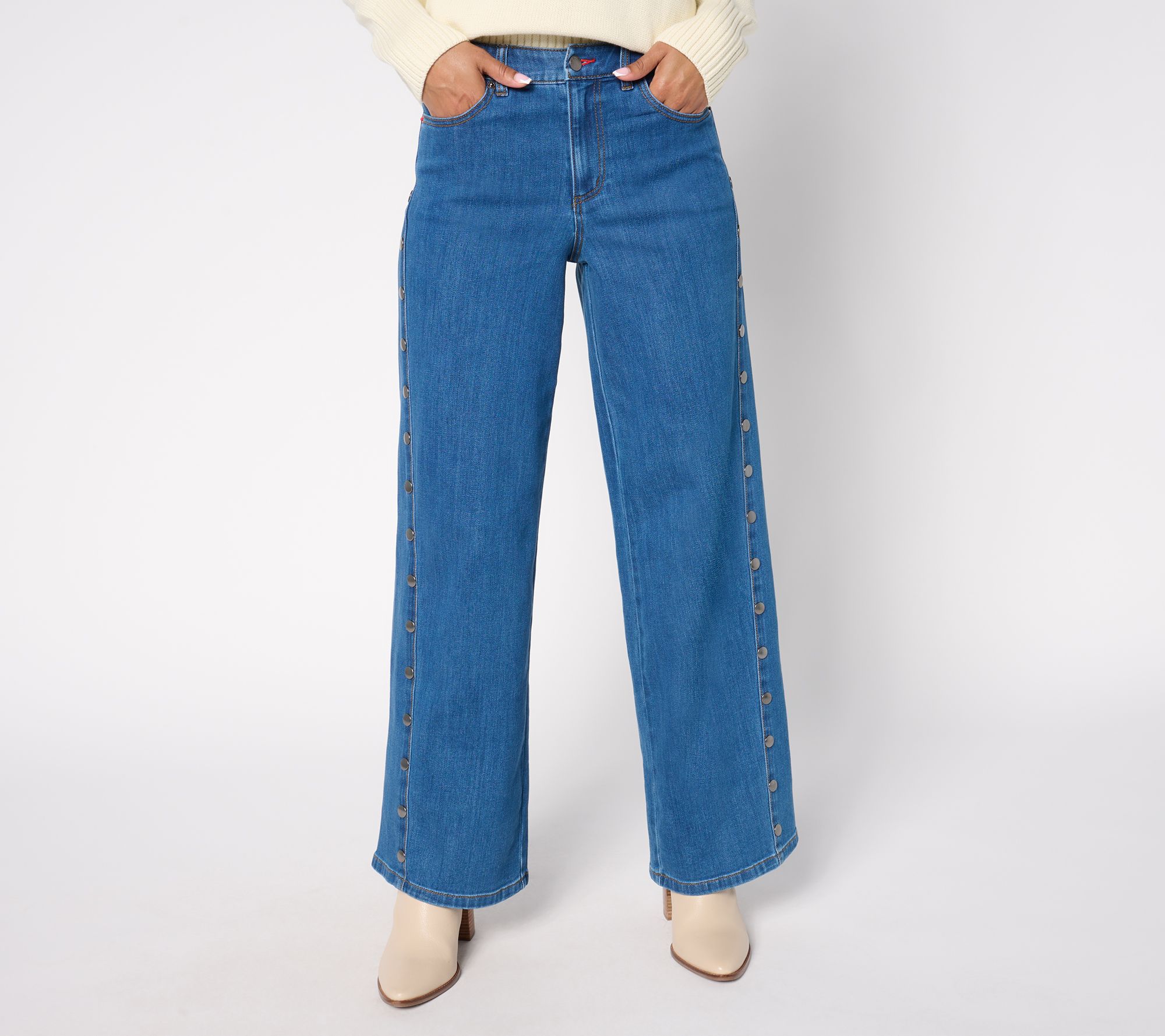 "As Is" Peace Love World Petite Wide Leg Jeans with Forward Seam