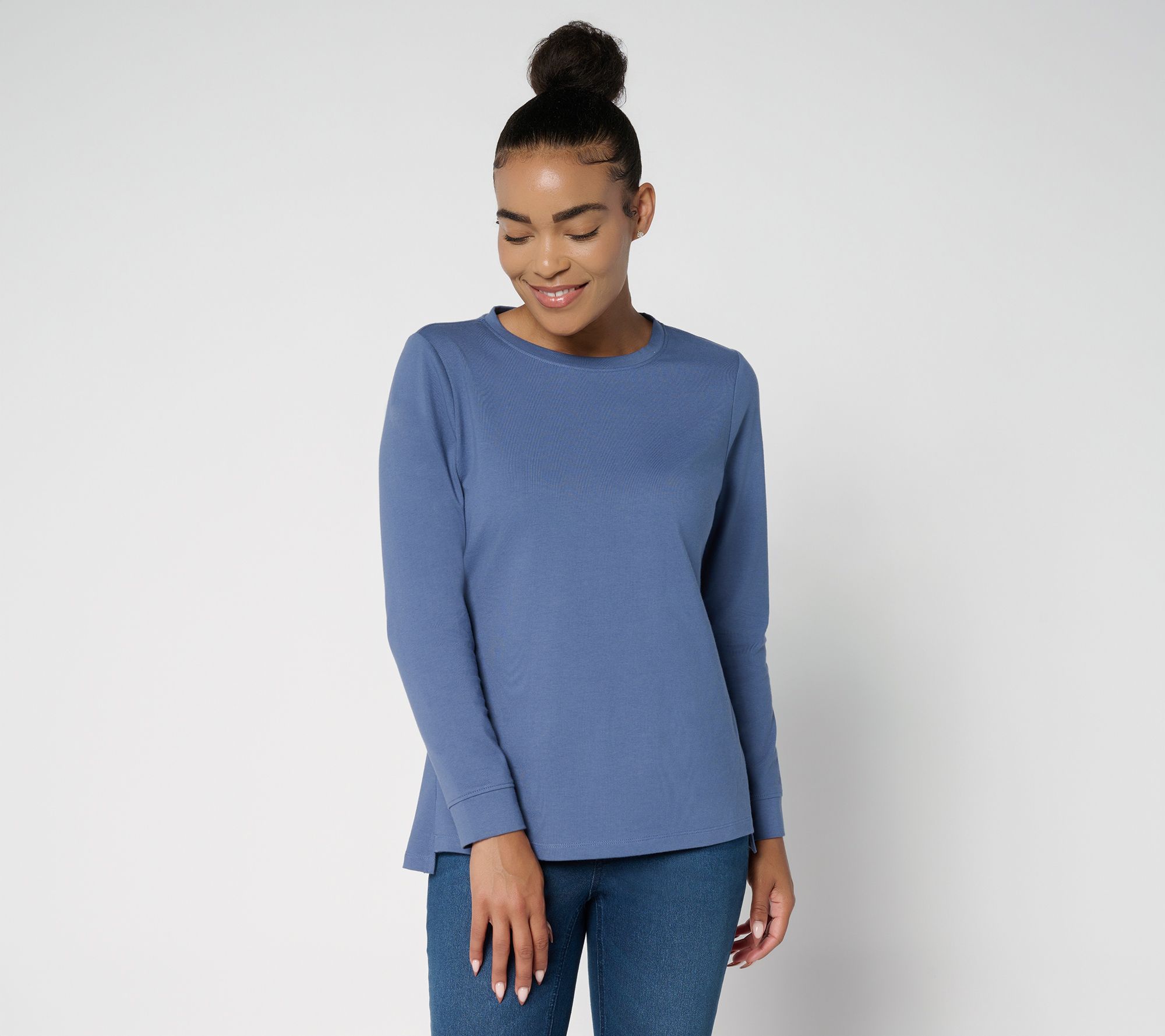 Denim & Co. Essentials Perfect Jersey Crew Neck Top