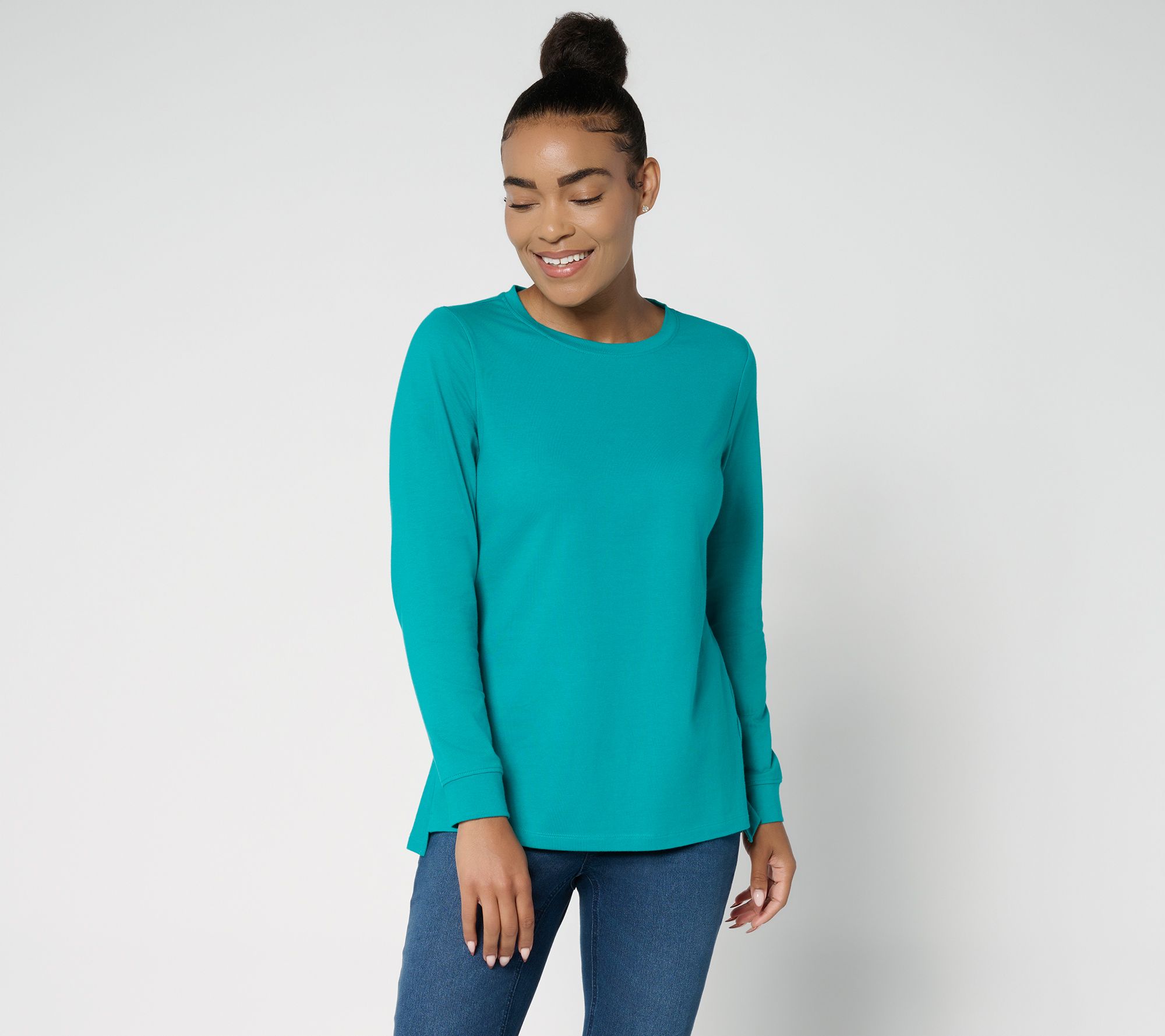 Denim & Co. Essentials Perfect Jersey Crew Neck Top