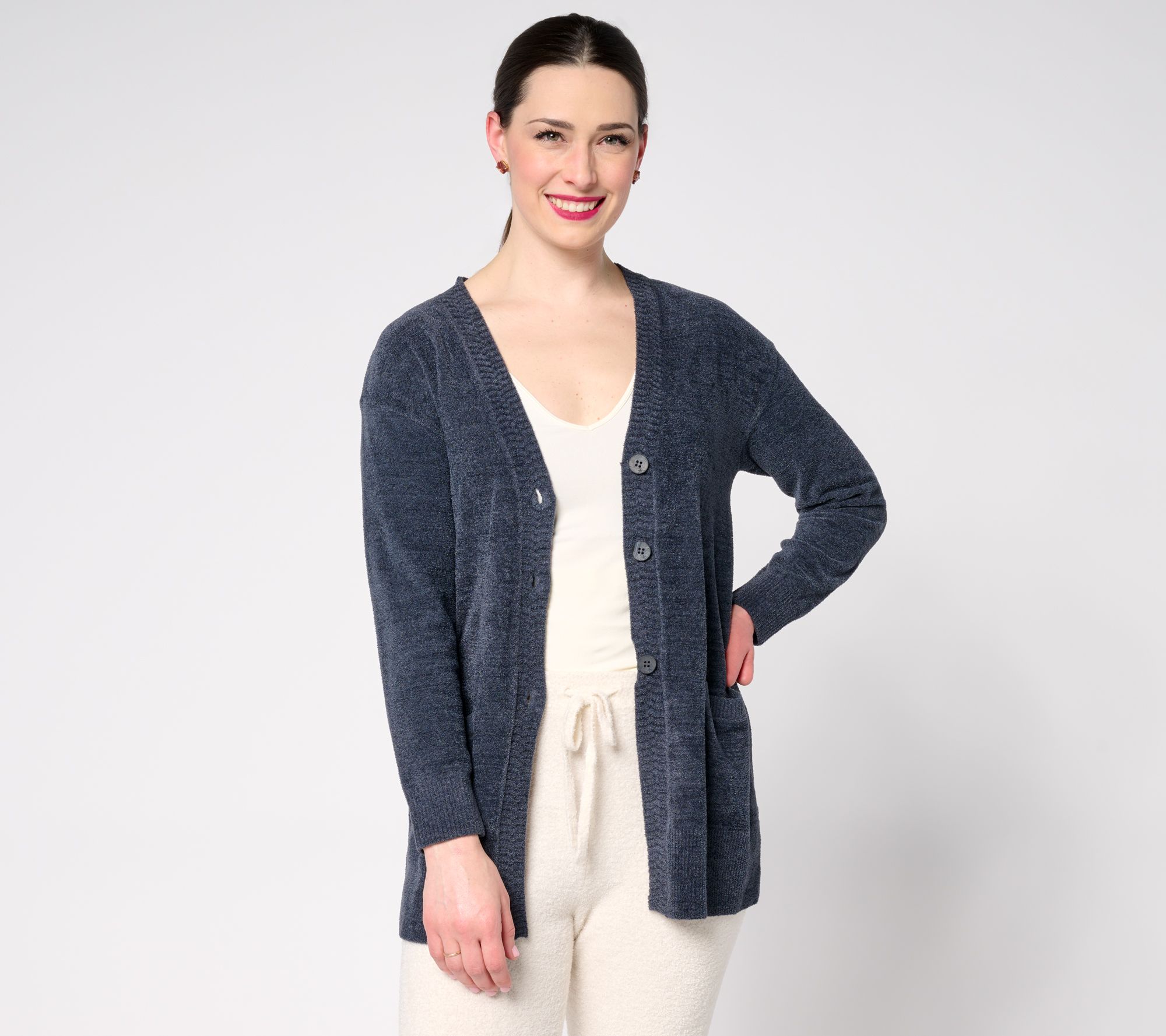"As Is" Barefoot Dreams CozyChic Ultra Lite Chevron Placket Cardi