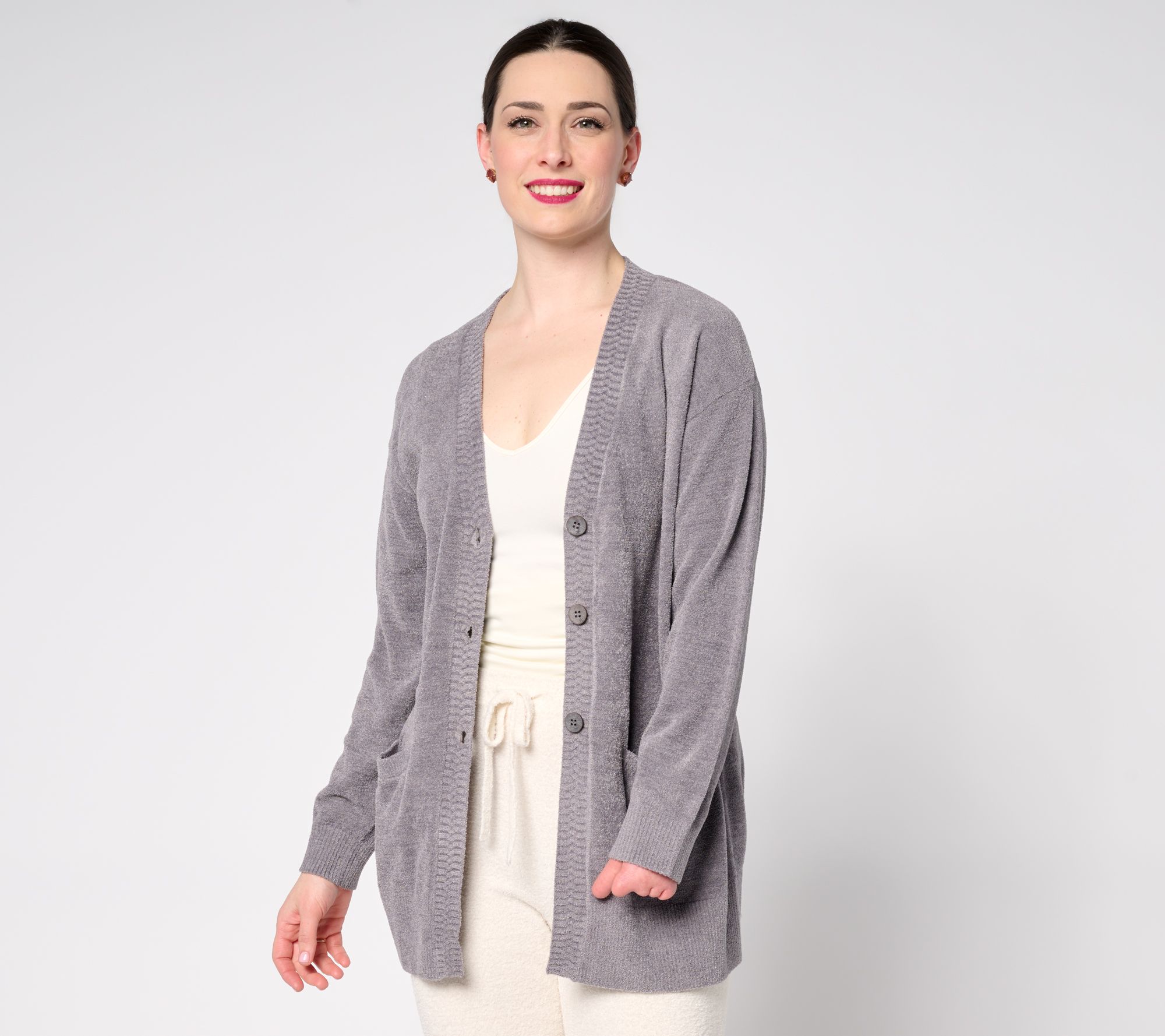 "As Is" Barefoot Dreams CozyChic Ultra Lite Chevron Placket Cardi
