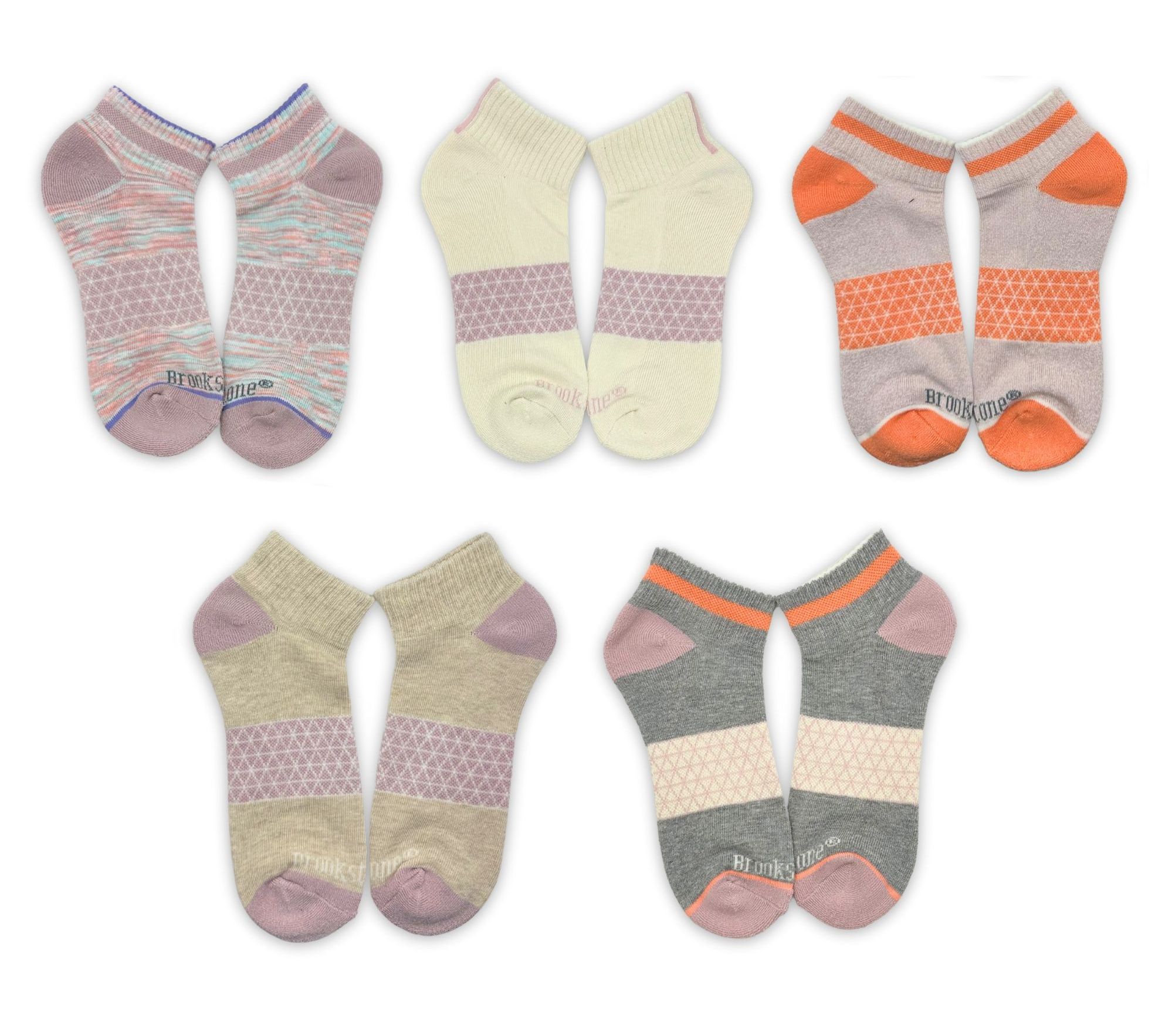Brookstone Ladies' Set of 5 Quarter Socks w/ Arch Support