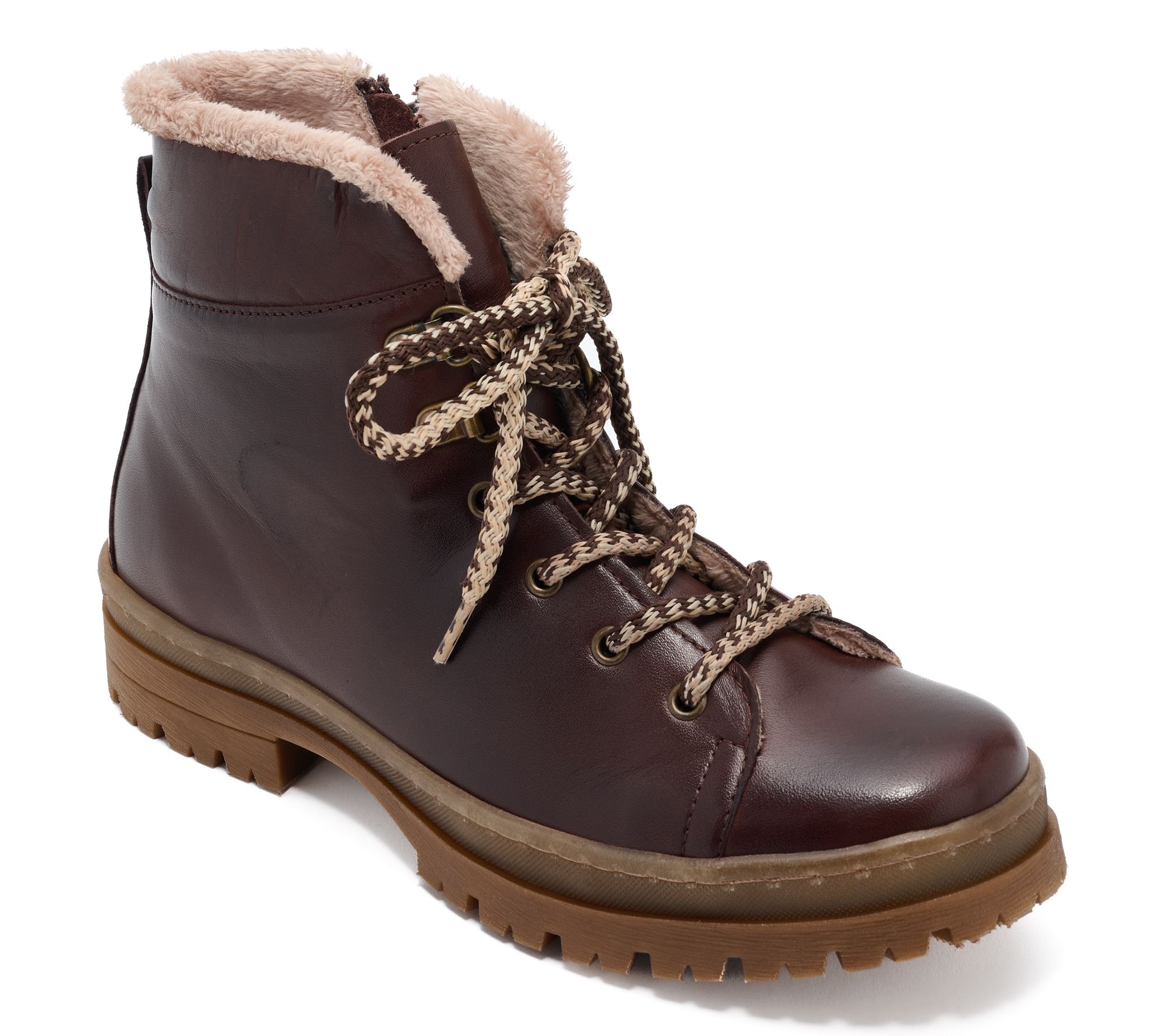 Miz Mooz Leather Cozy Lined Lace-Up Boots - Auburn