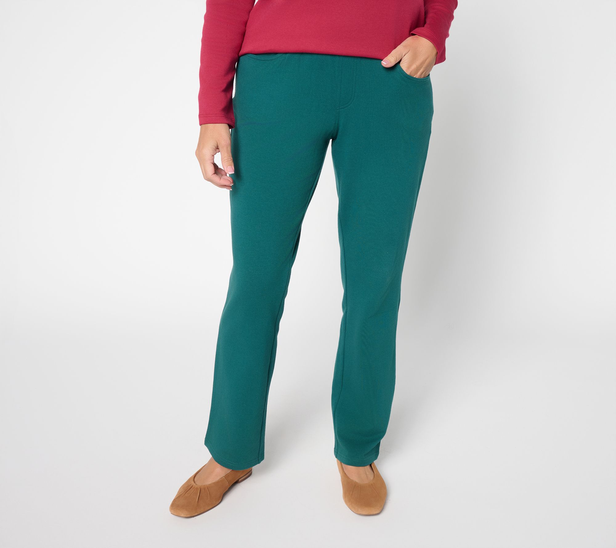 Quacker Factory French Terry Straight Leg Pants - QVC.com