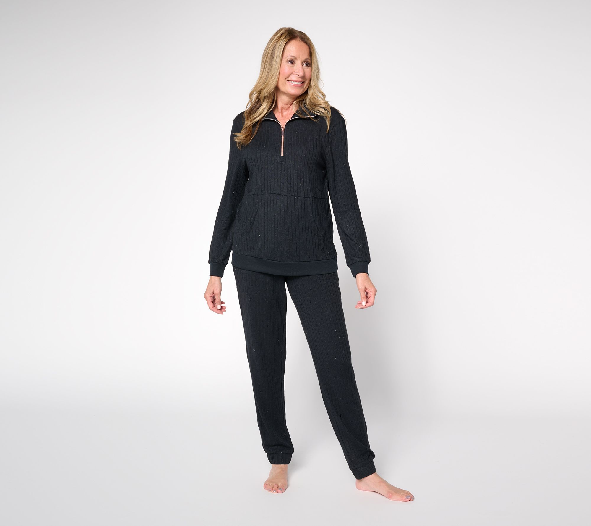 MUK LUKS Sweater Knit Zip-Up Lounge Set