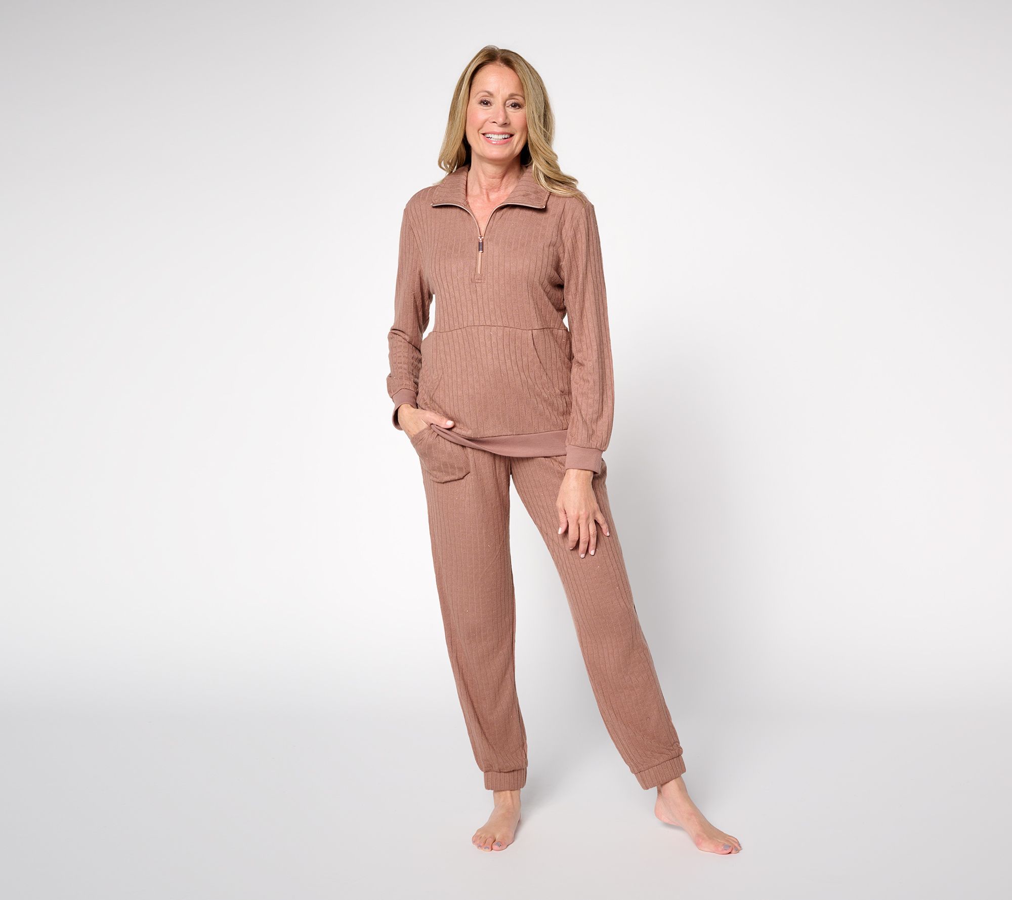 MUK LUKS Sweater Knit Zip-Up Lounge Set