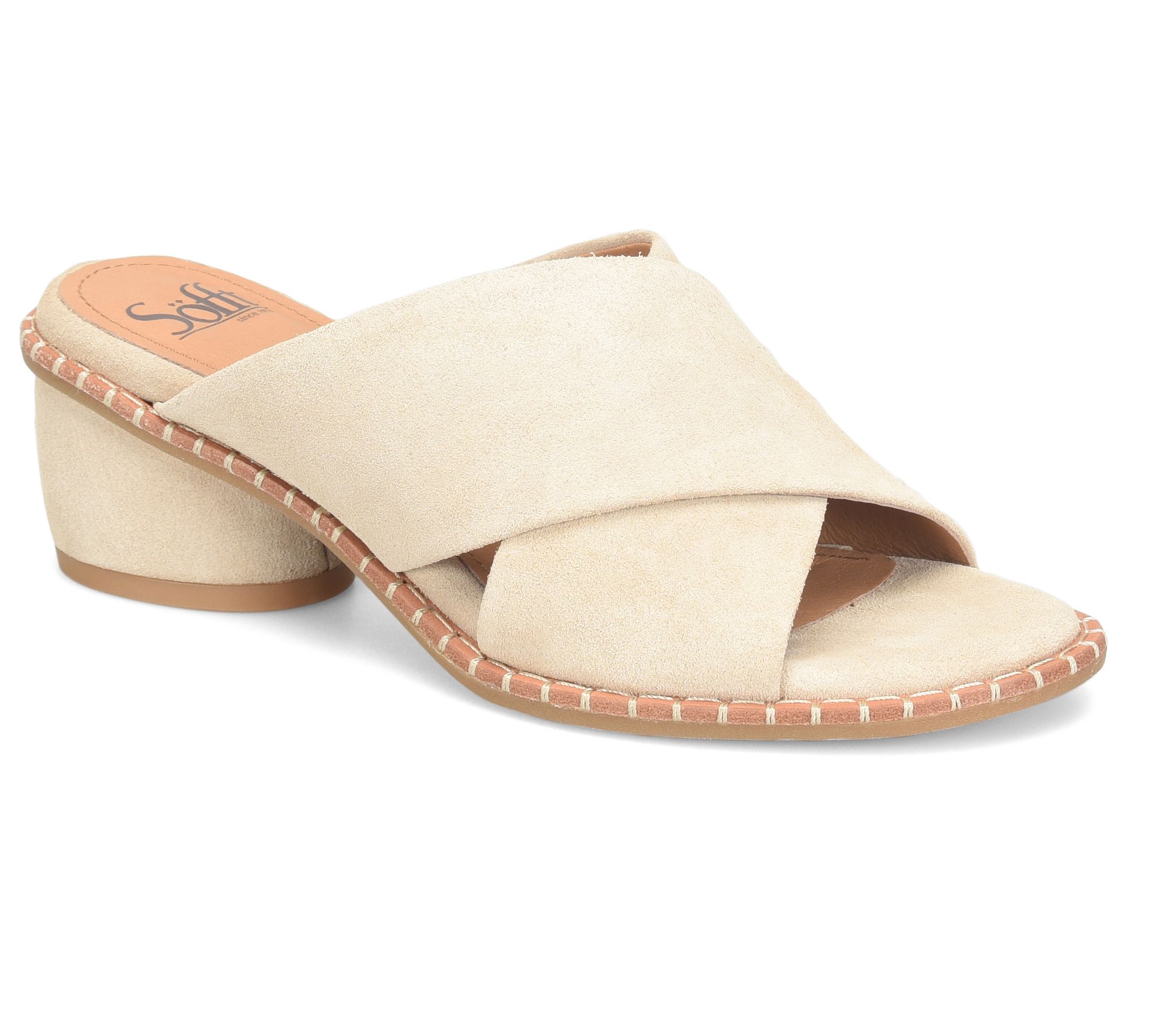 Sofft Rounded Heel Leather Sandal - Crystal
