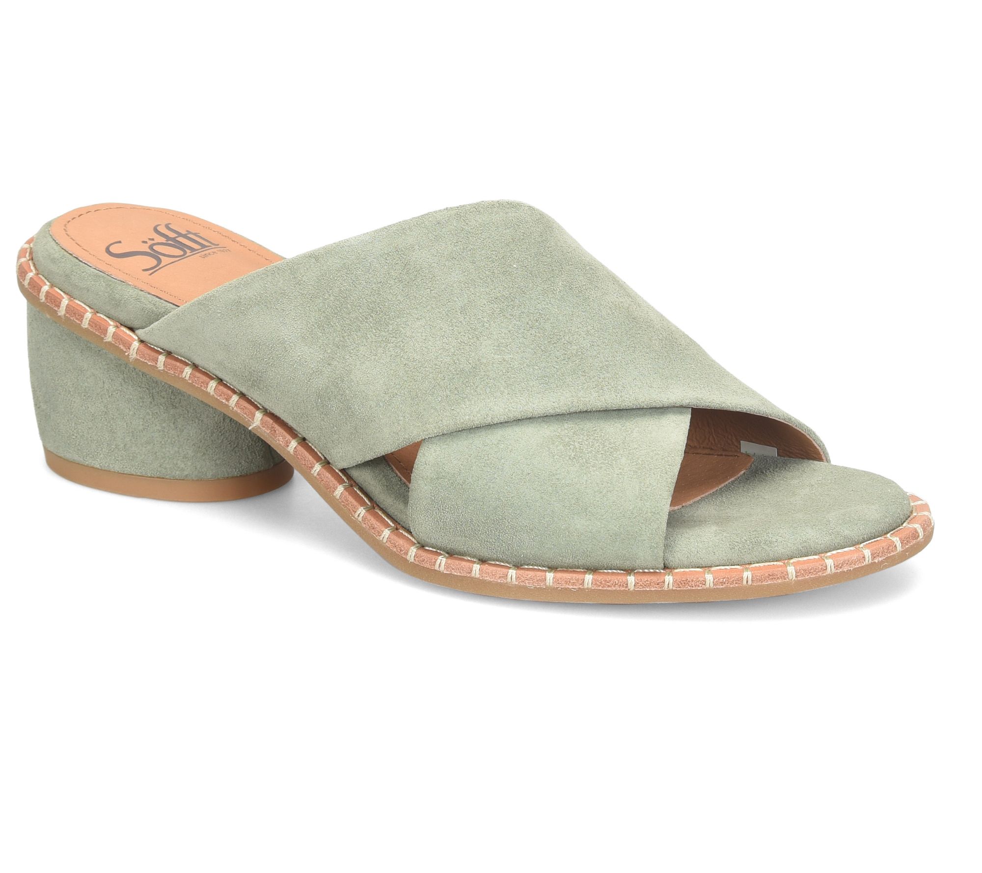 Sofft Rounded Heel Leather Sandal - Crystal