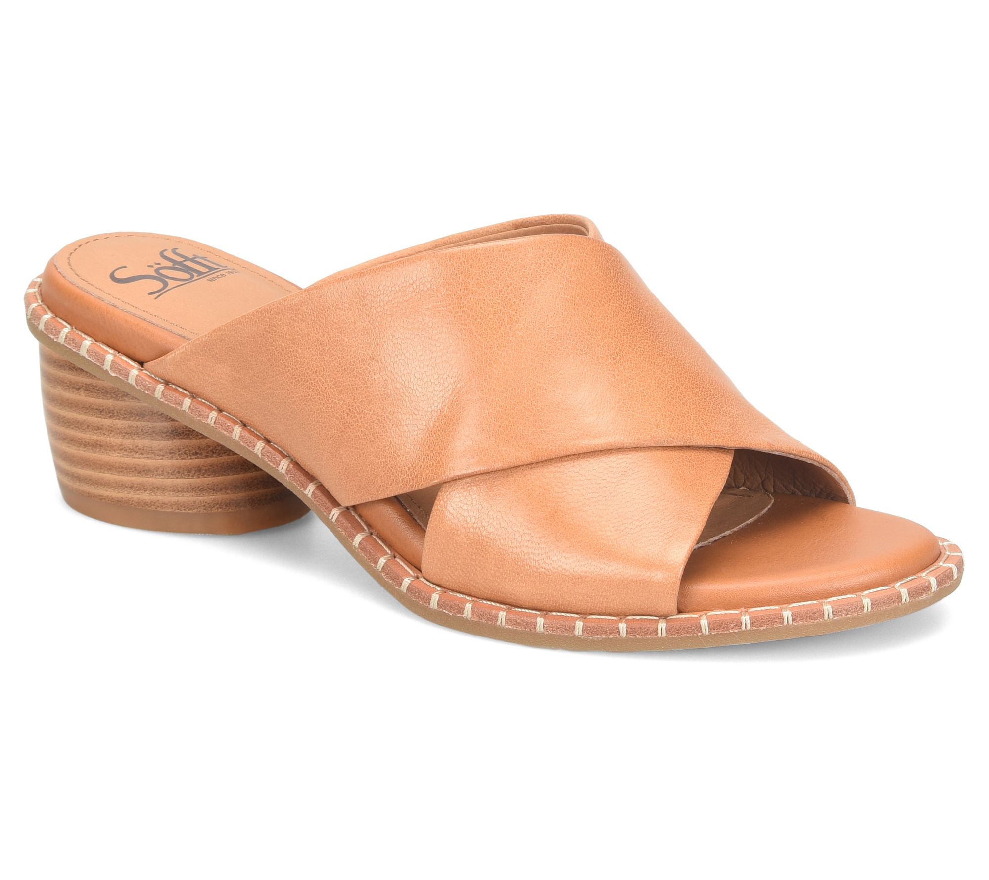 Sofft Rounded Heel Leather Sandal - Crystal