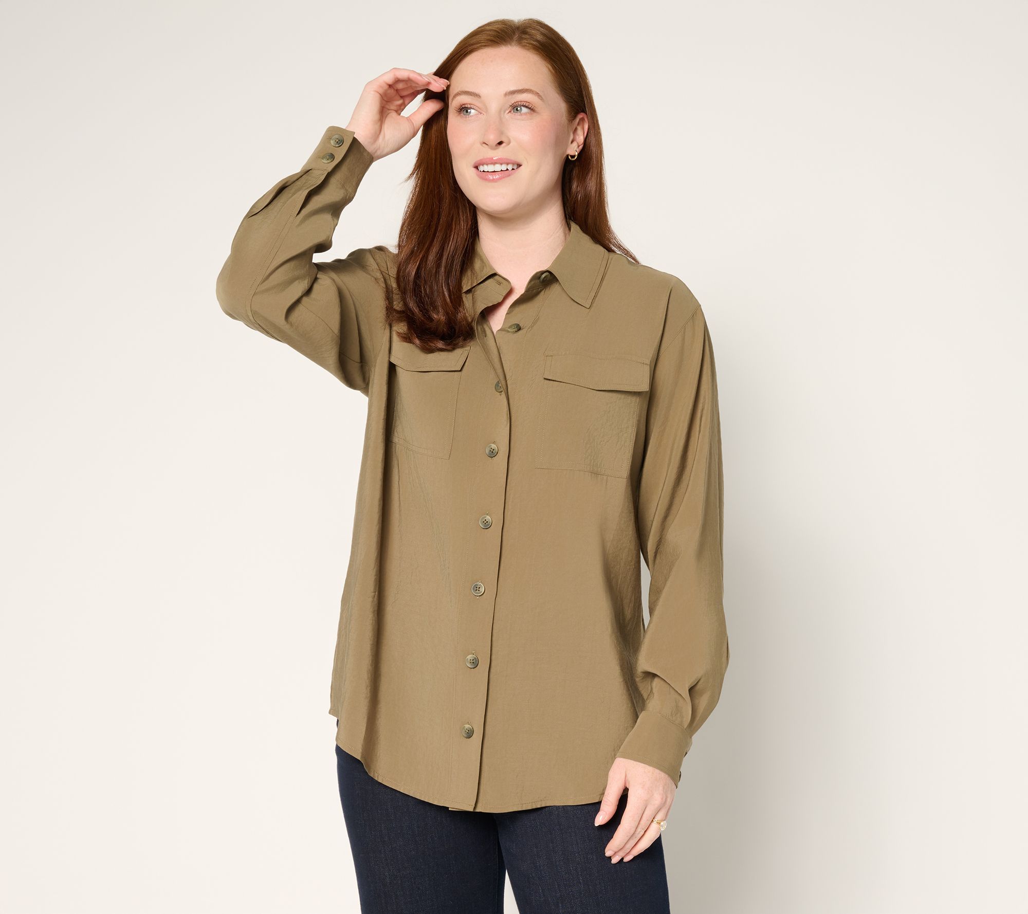 Martha Stewart Signature Utility Patch Pocket Woven Shirt