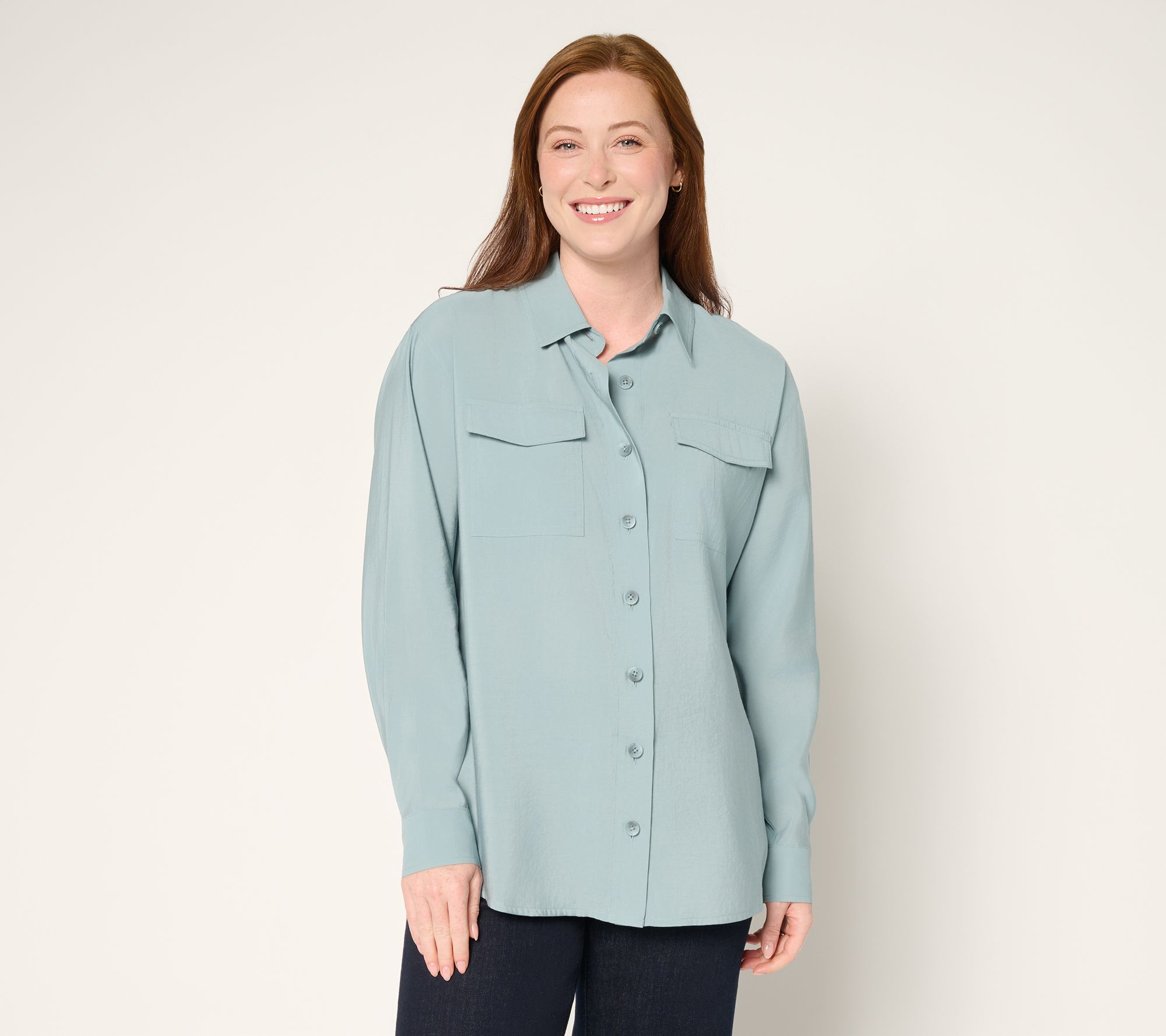 Martha Stewart Signature Utility Patch Pocket Woven Shirt