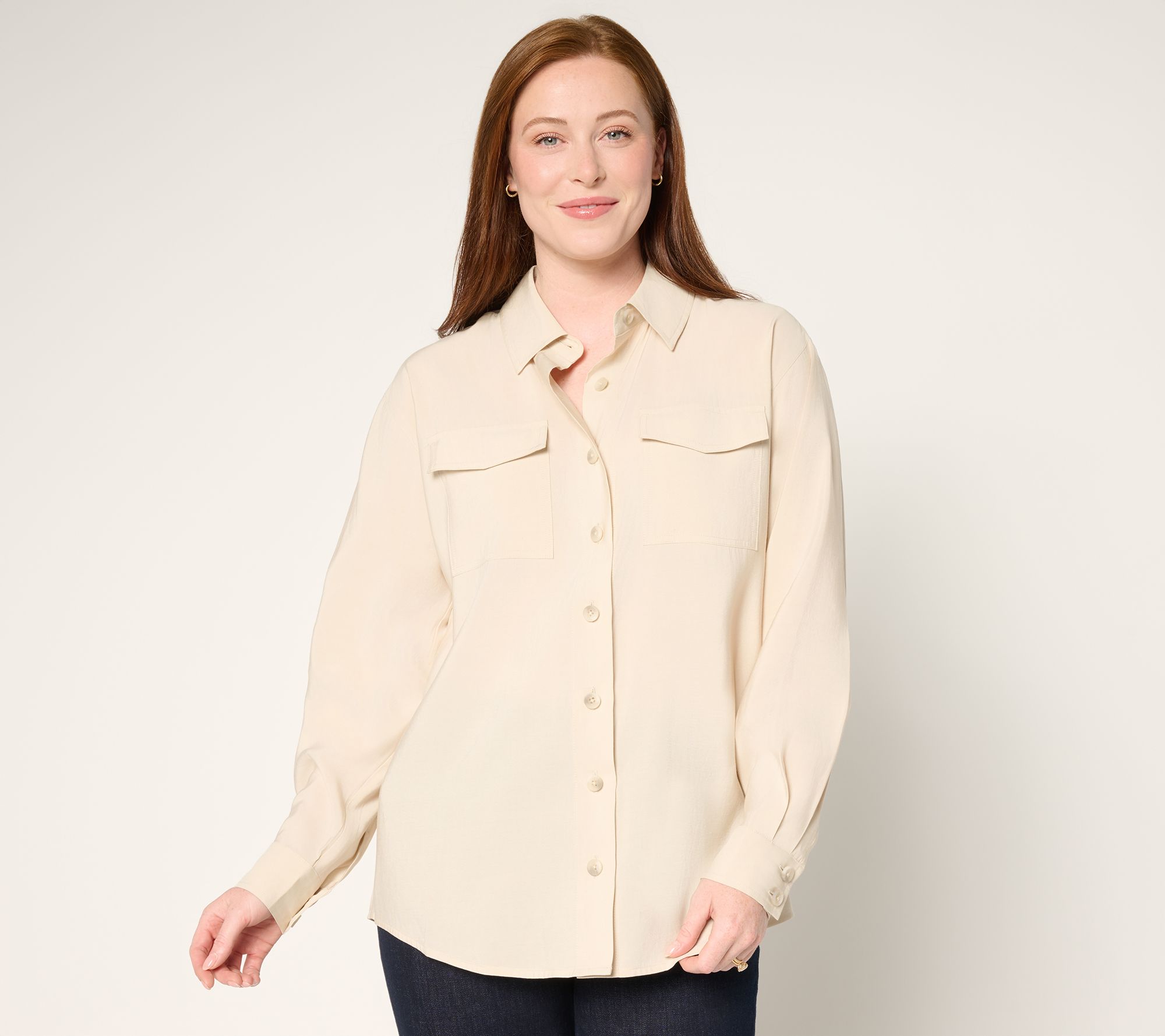 Martha Stewart Signature Utility Patch Pocket Woven Shirt