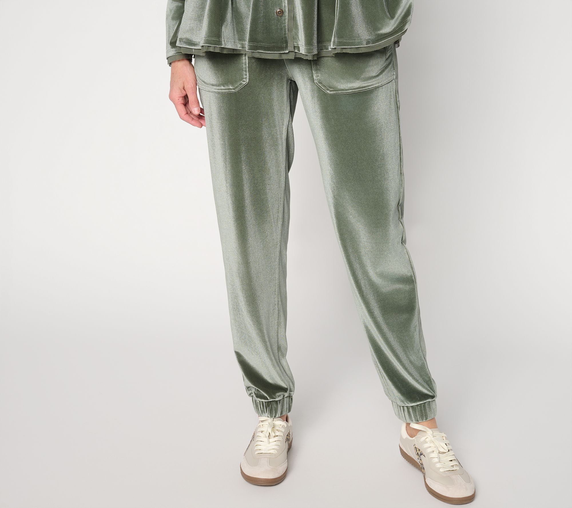 LOGO by Lori Goldstein Regular Knit Velvet Joggers