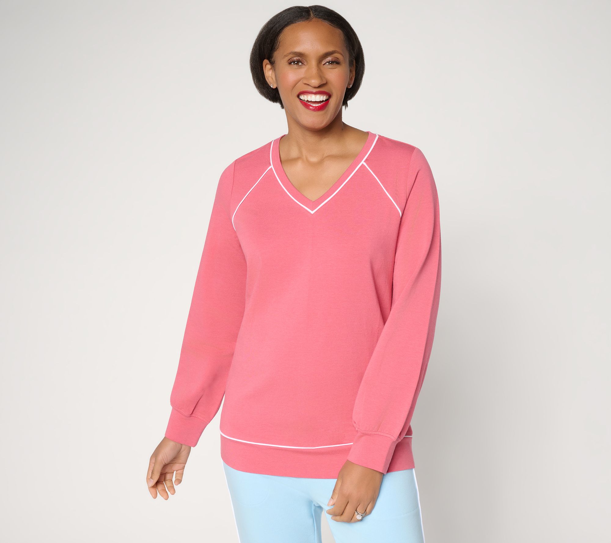 Denim & Co. Active Drapey French Terry Top