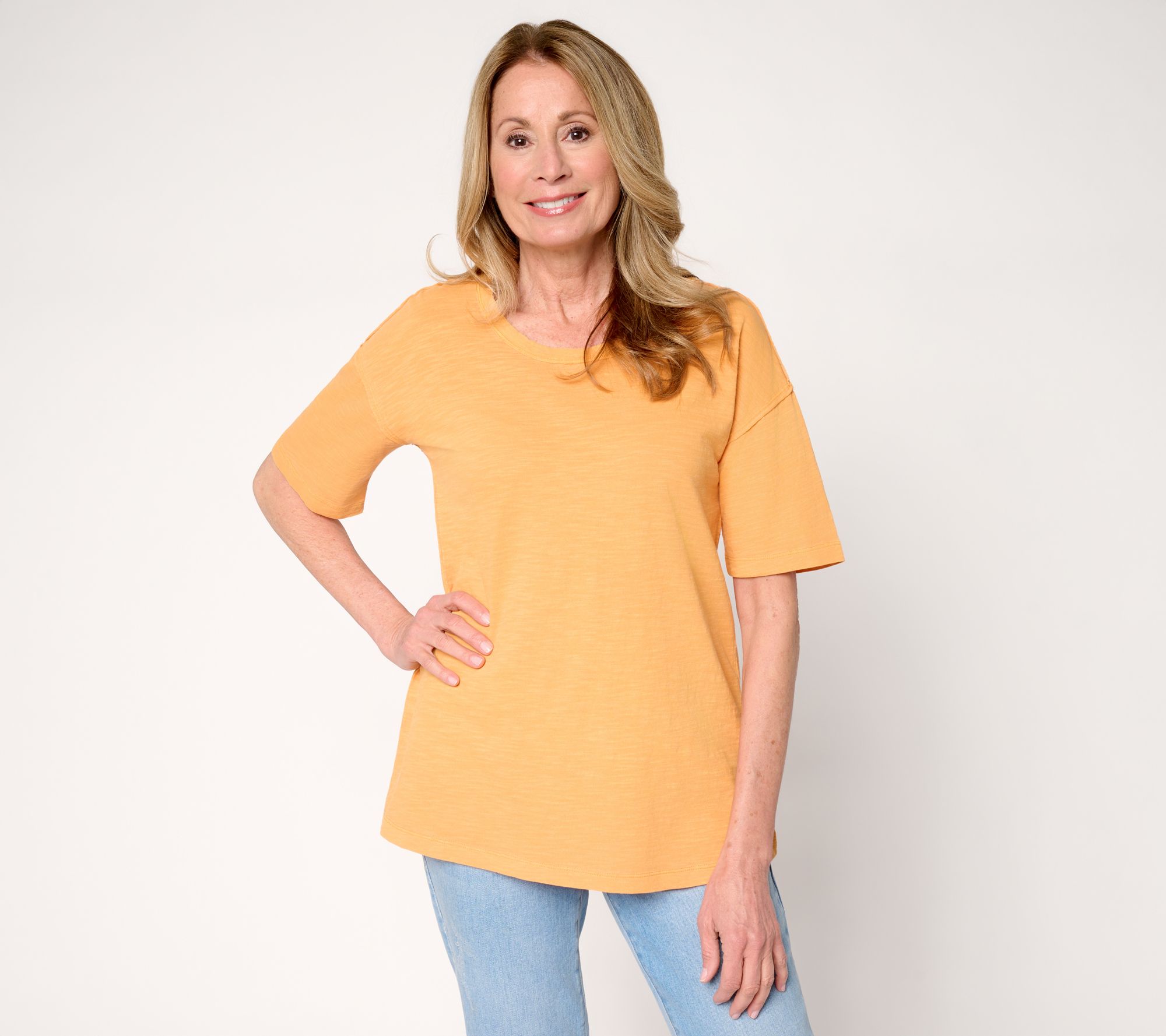 LOGO Principles by Lori Goldstein Short Sleeve Scoop Neck Top