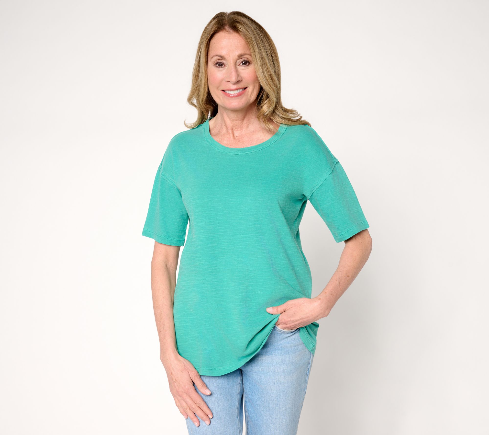 LOGO Principles by Lori Goldstein Short Sleeve Scoop Neck Top
