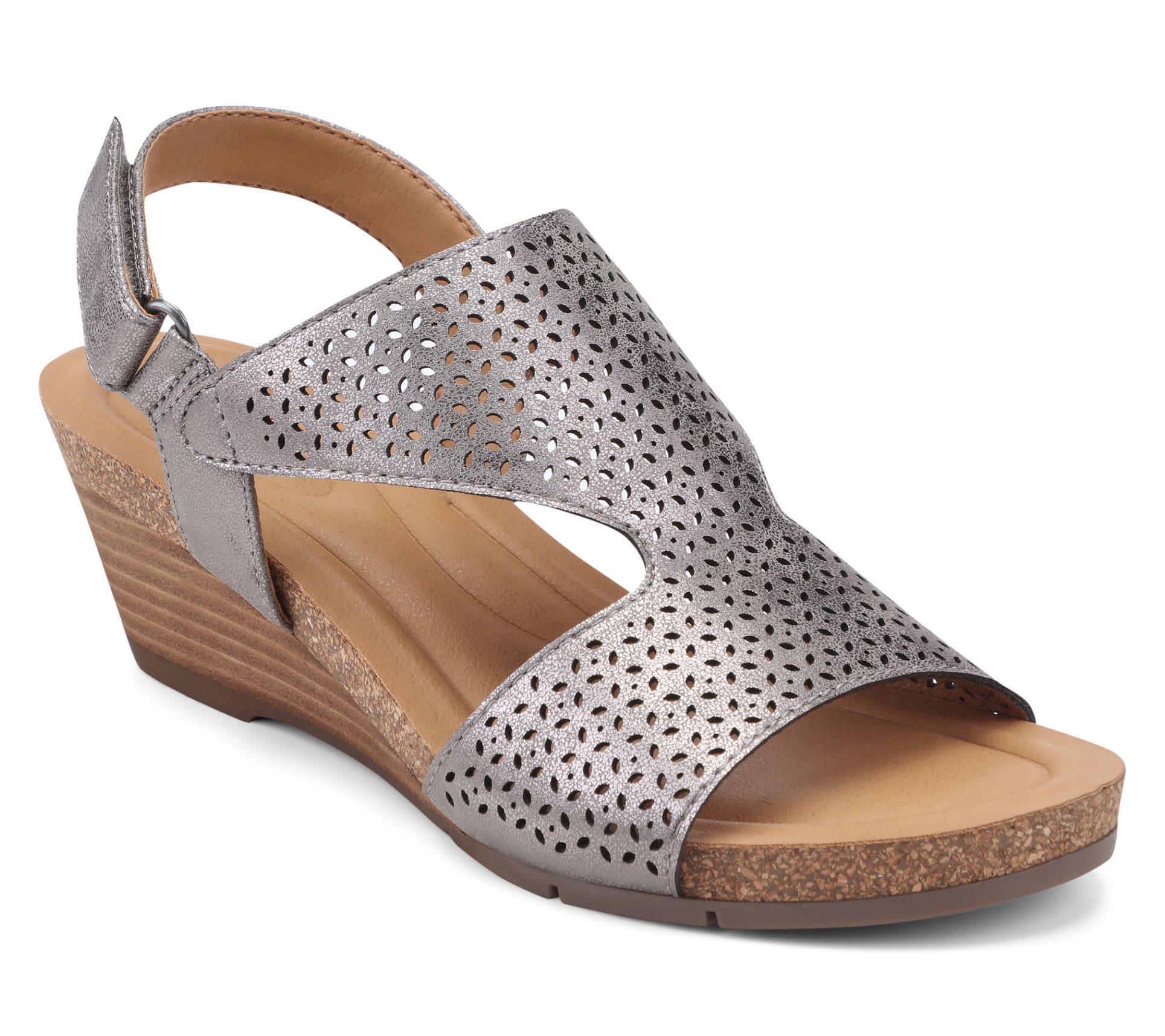 Earth Peep-Toe Wedges with Perforated Details -Harten