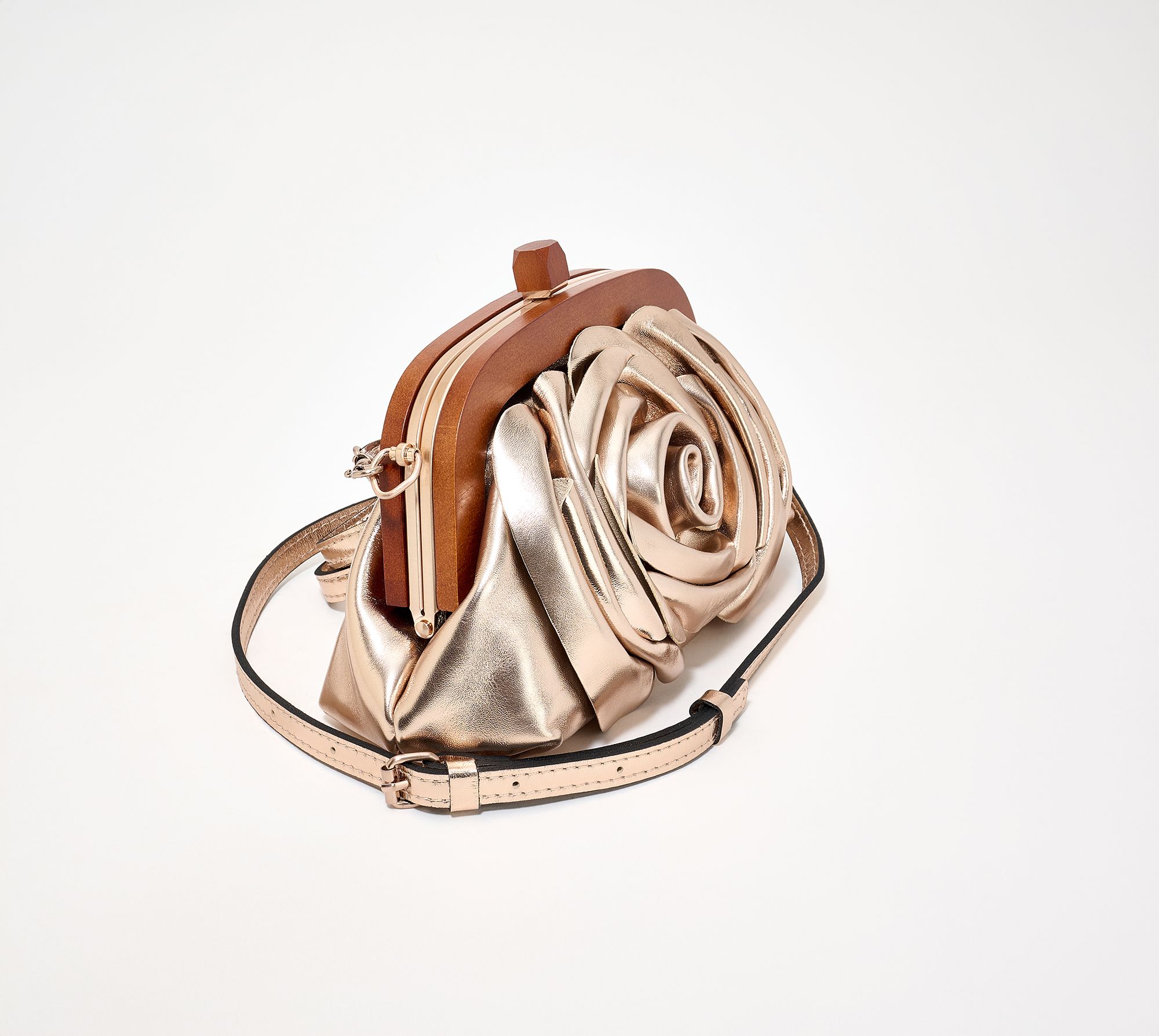 Patricia Nash Leather Joelle Wood Frame Clutch - QVC.com
