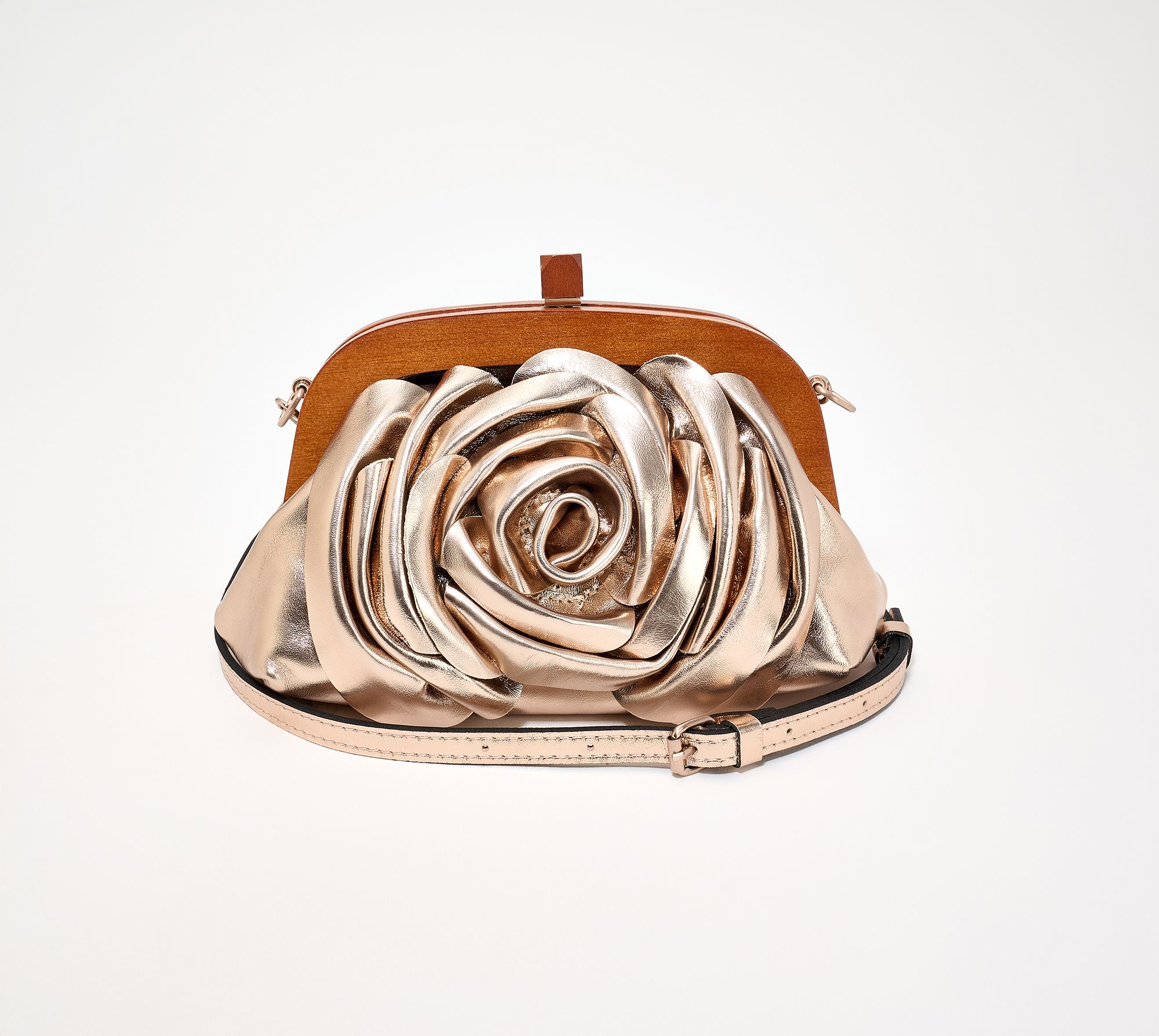 Patricia Nash Leather Joelle Wood Frame Clutch