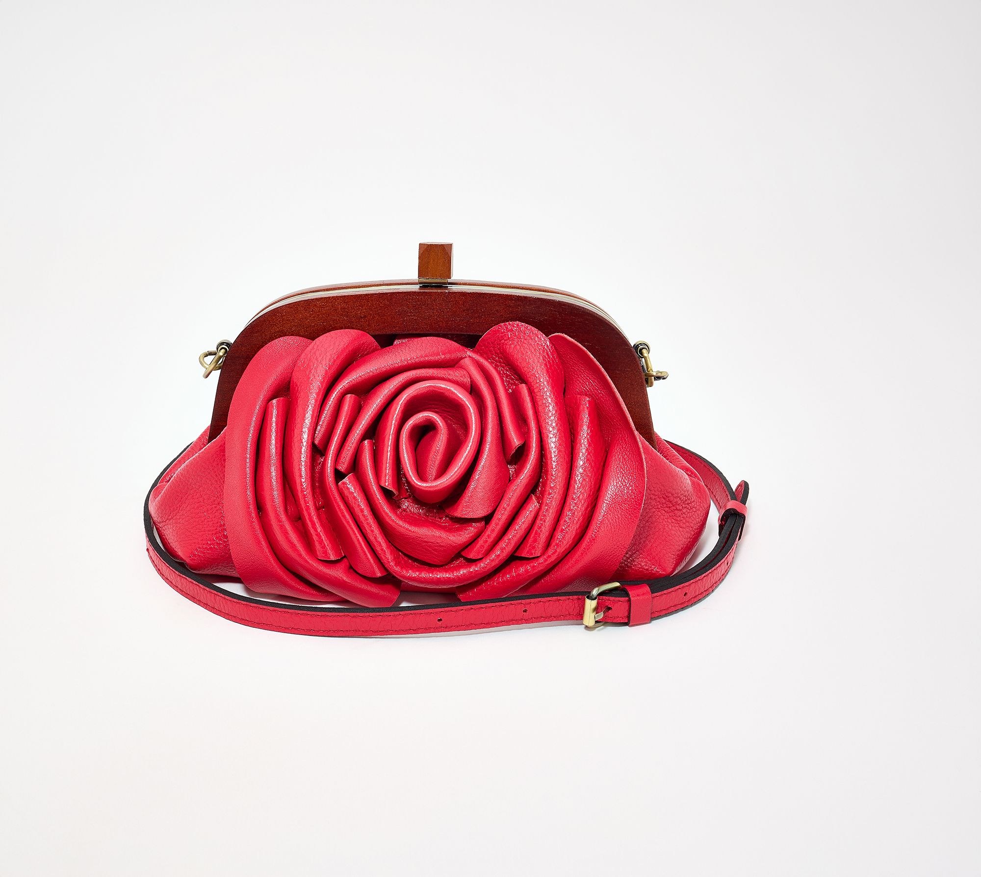 Patricia Nash Leather Joelle Wood Frame Clutch
