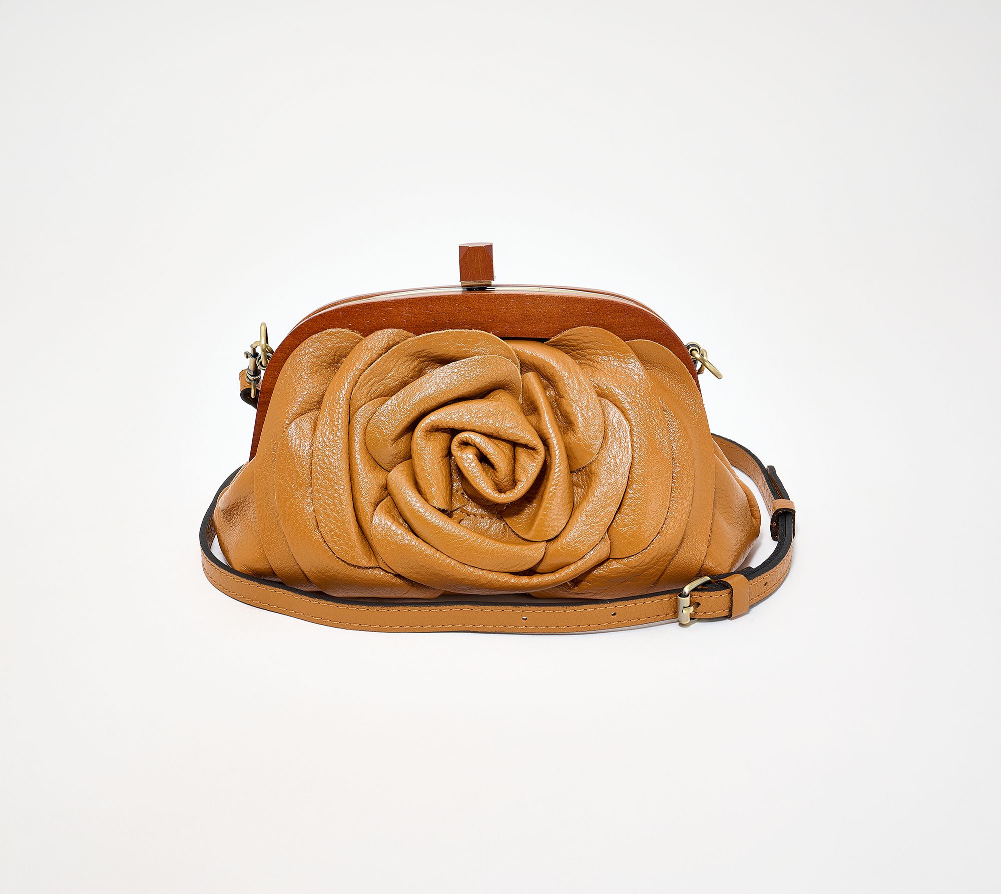 Patricia Nash Leather Joelle Wood Frame Clutch