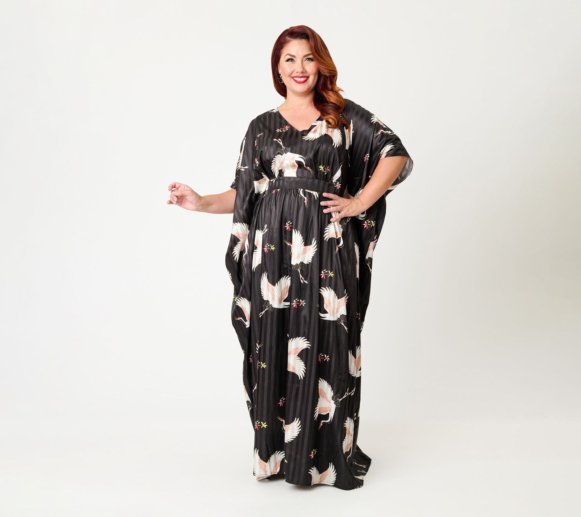 Unique Vintage Black & White Crane Print BurtonCaftan