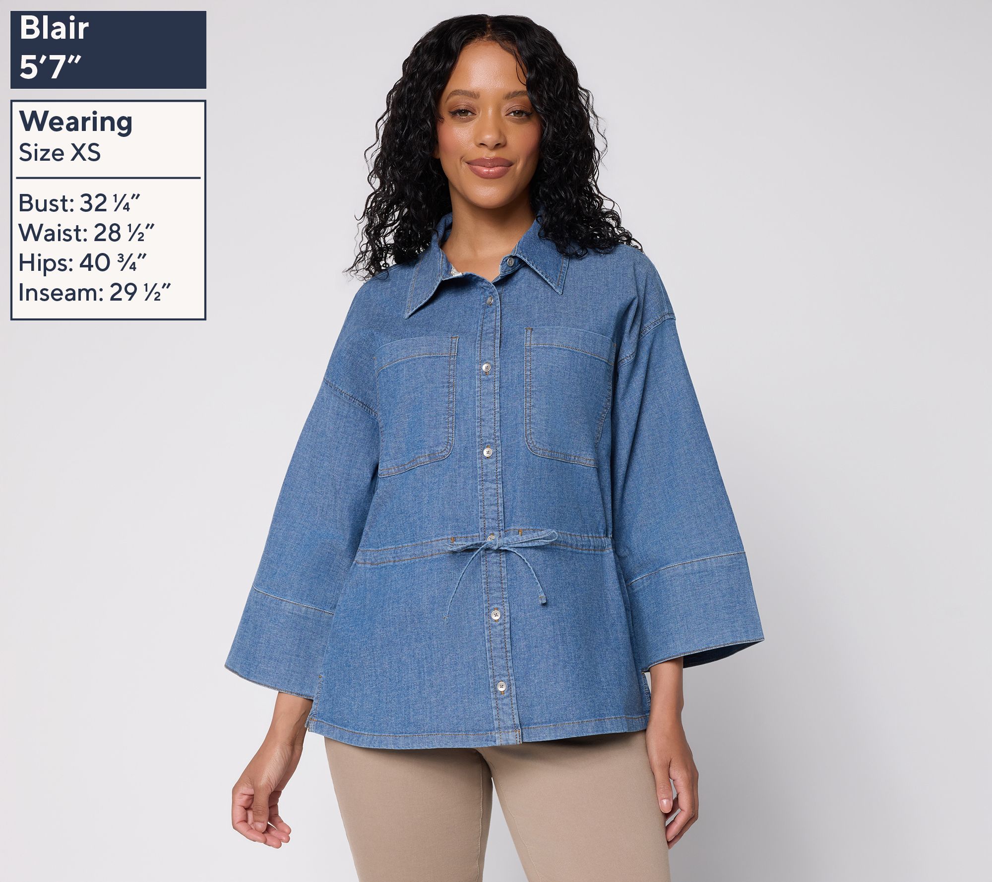 Peace Love World Cinched Tie Waist Button Up Elbow Sleeve Top | QVC