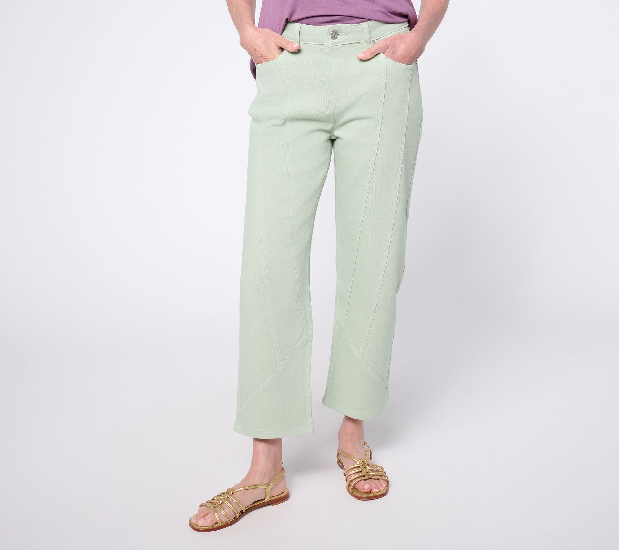 LOGO by Lori Goldstein Tall Colored Seamed Cropped Jeans