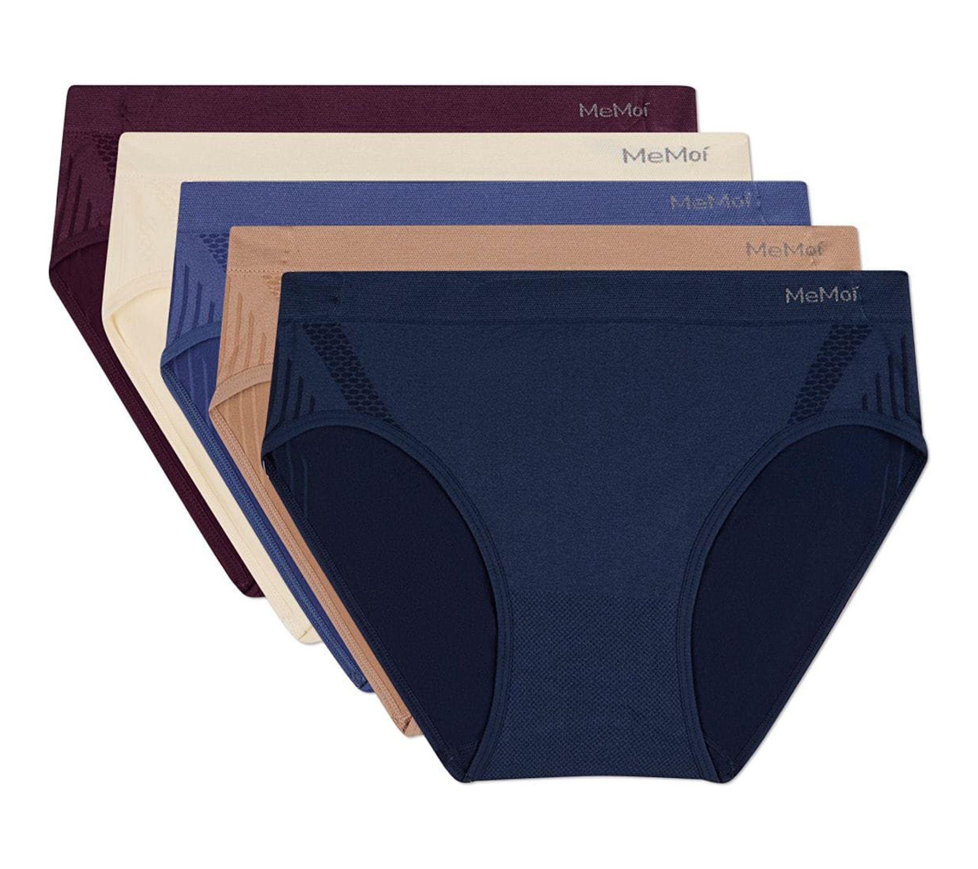 Memoi Women's Set of 5  Seamless Honeycomb-Pattern Hipsters