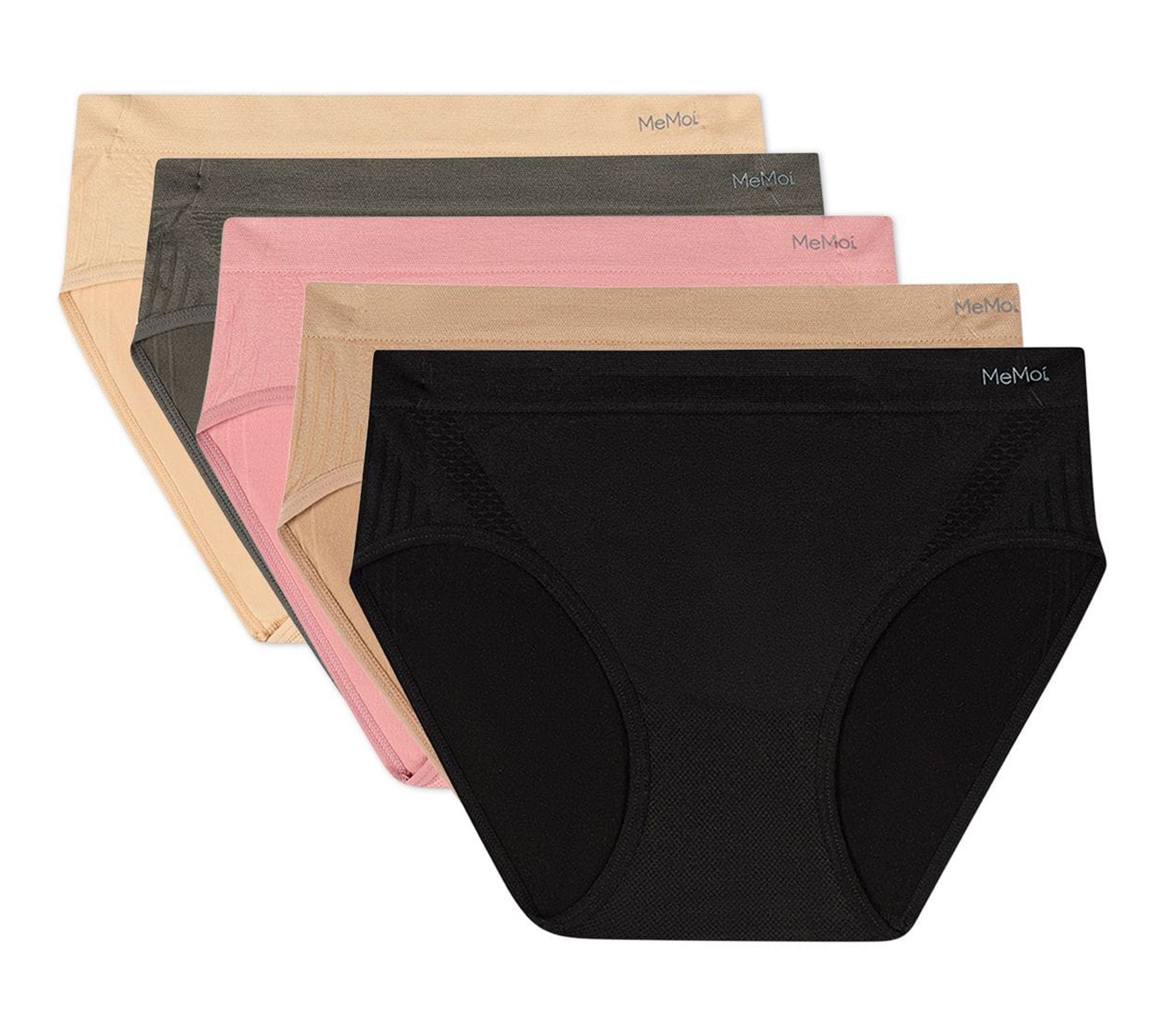 Memoi Women's Set of 5  Seamless Honeycomb-Pattern Hipsters