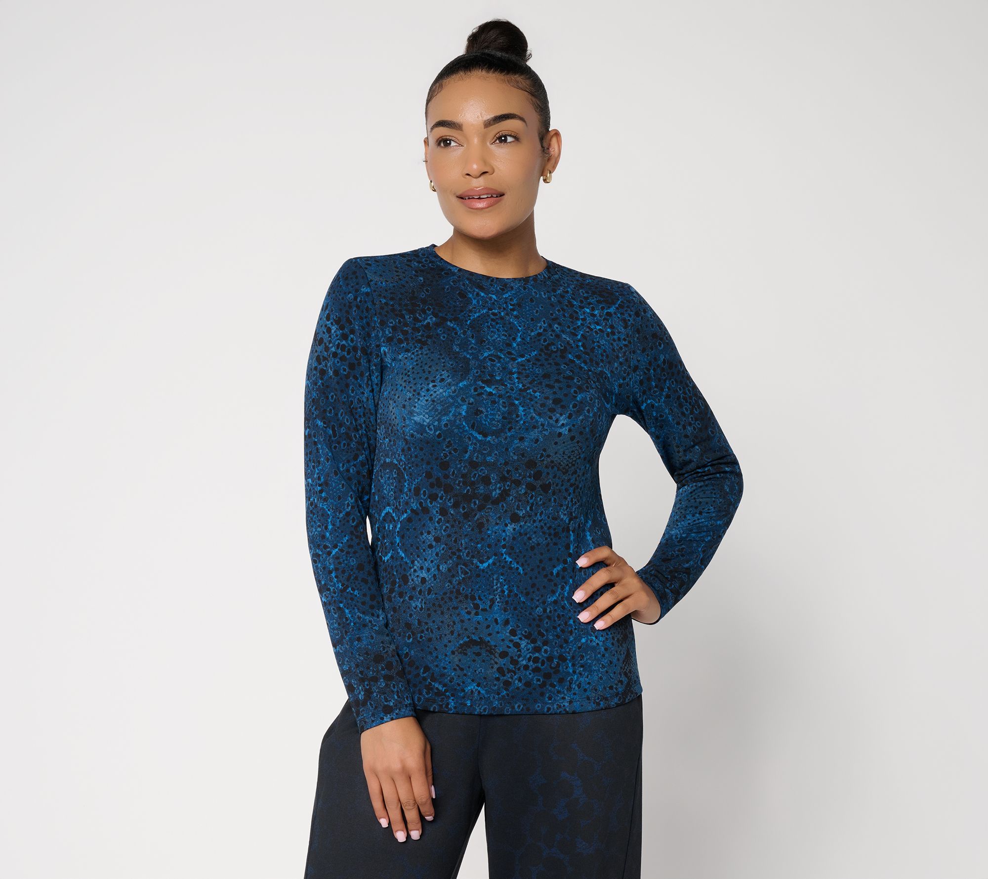 Carla Rockmore Collection Printed 3/4 Sleeve Knit Top