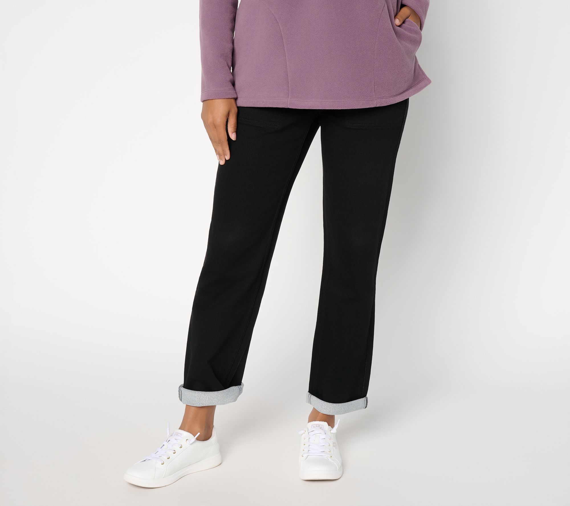  Denim & Co. Regular Heavenly Denim Rollable Black Jeans