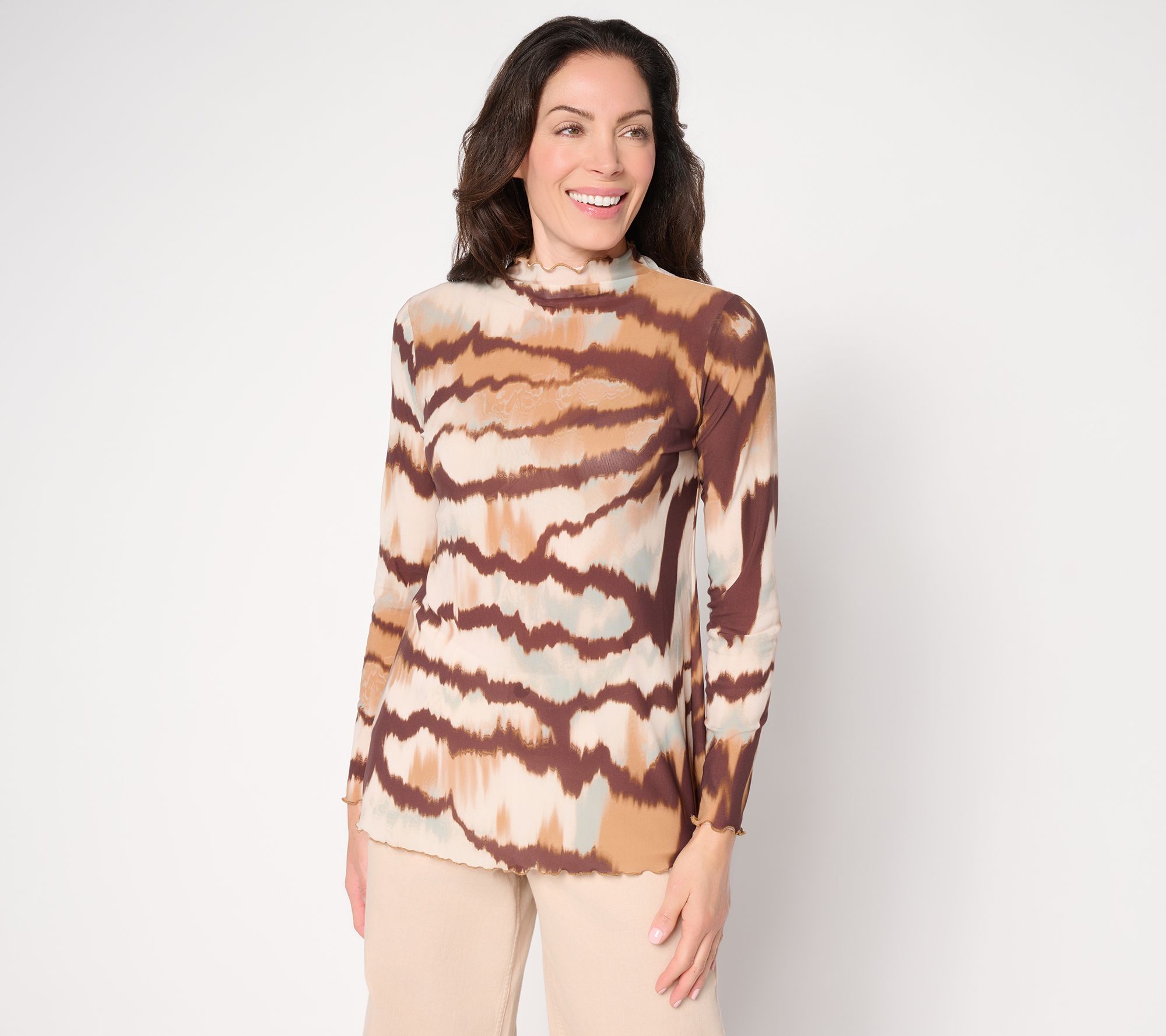 "As Is" LOGO Layers by Lori Goldstein Lettuce Edge Long Sleeve Top